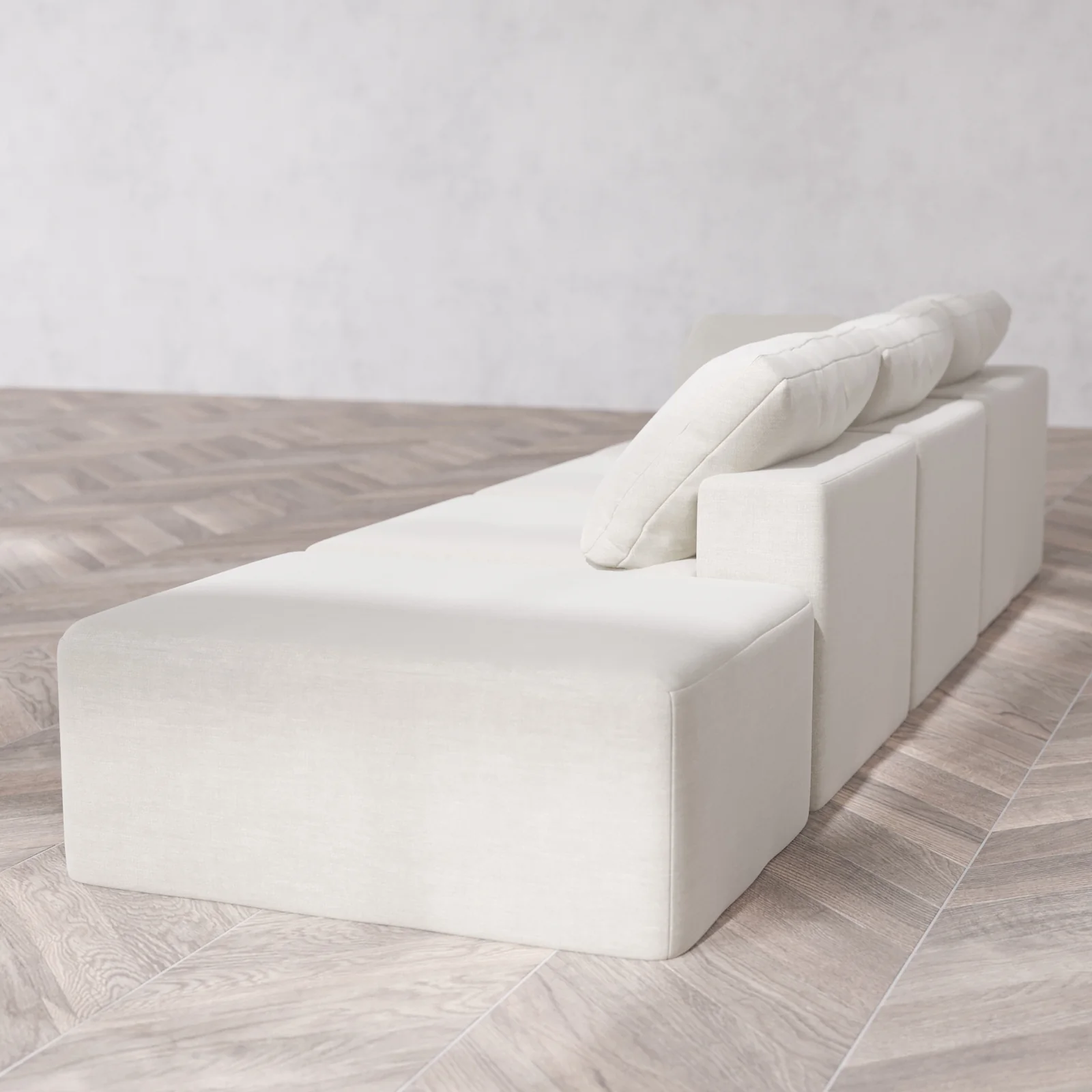 Slipcover Only - Modular Washable 3-Seater Open End Cloud Sofa in Cashew | Left-Facing Arm - Image 5