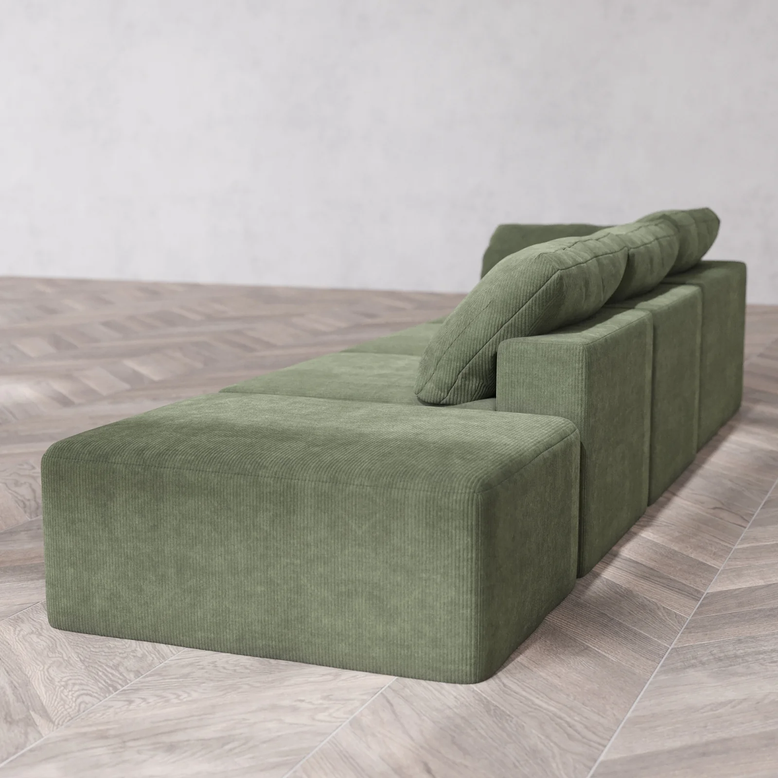 Slipcover Only - Modular Washable 3-Seater Open End Cloud Sofa in Juniper | Left-Facing Arm - Image 5