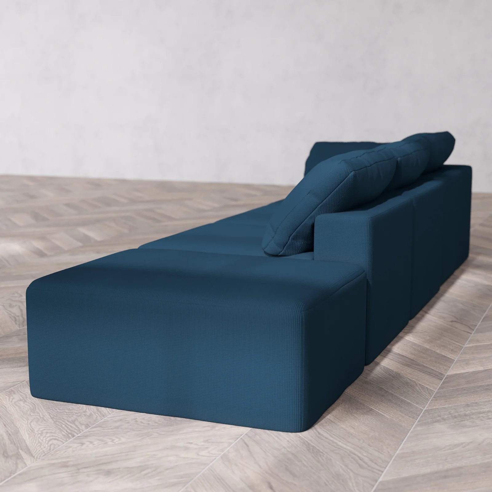 Slipcover Only - Modular Washable 3-Seater Open End Cloud Sofa in Lazuli | Left-Facing Arm - Image 5
