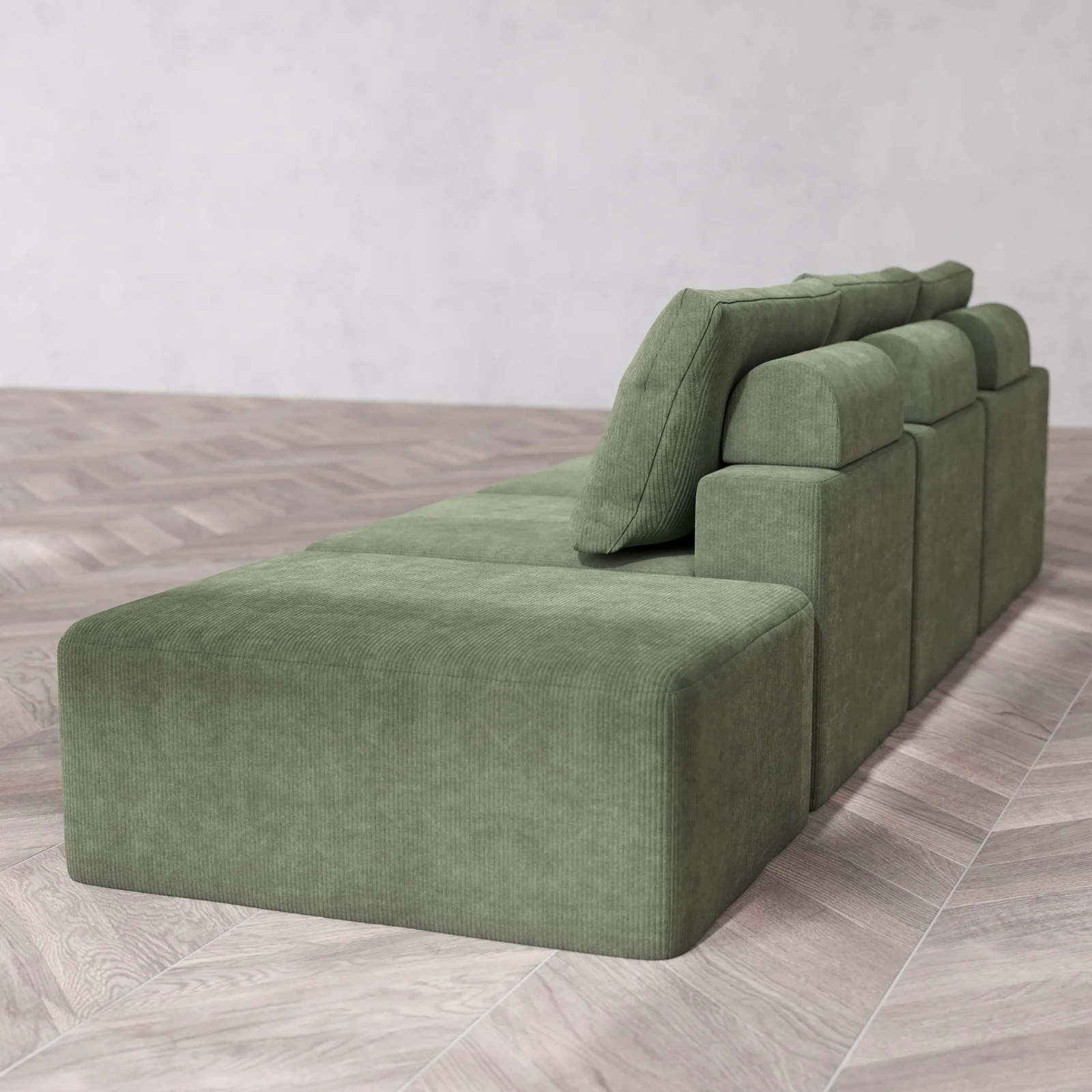Slipcover Only - Modular Washable 3-Seater Open End Cloud + Bolster Sofa in Juniper | Left-Facing Arm - Image 5