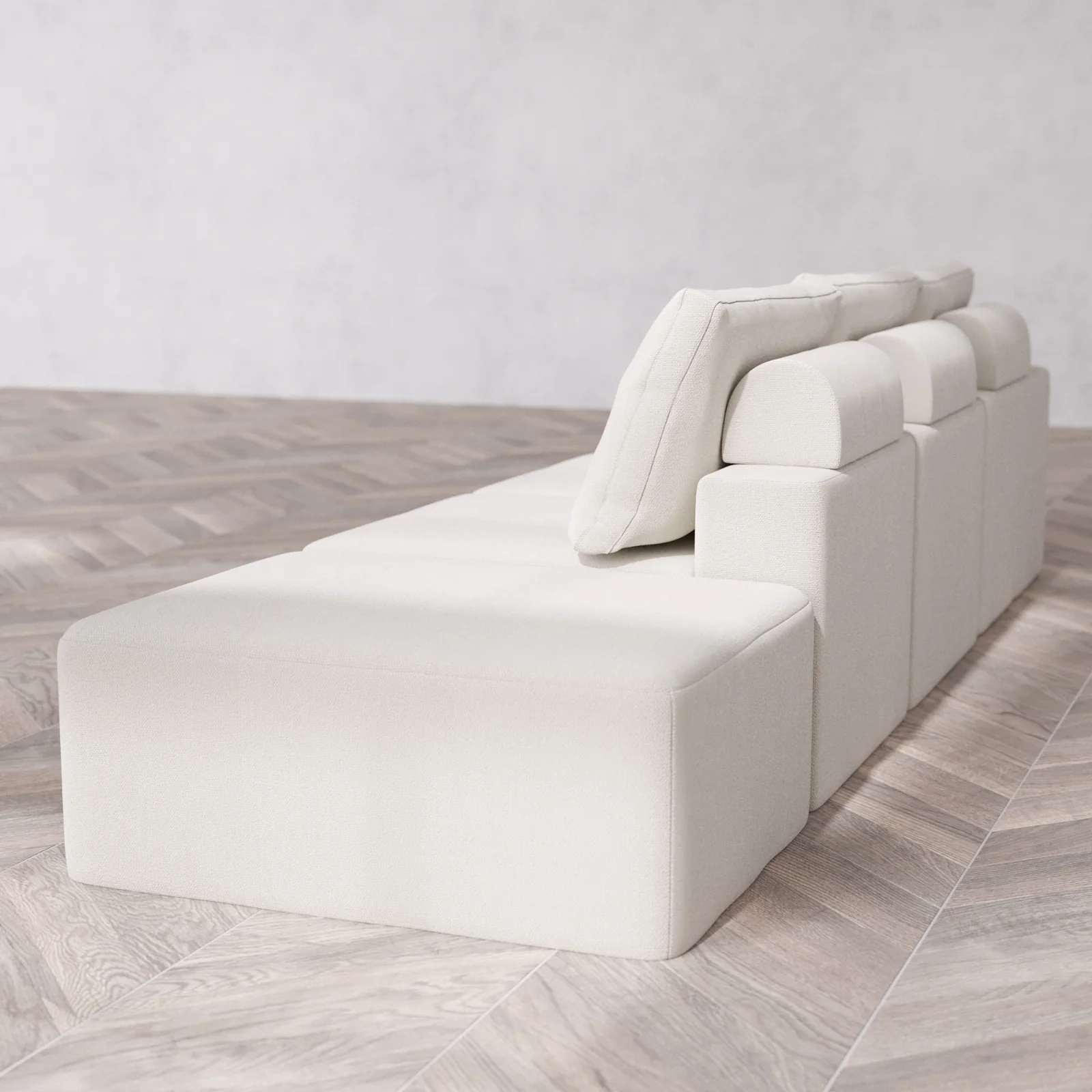 Slipcover Only - Modular Washable 3-Seater Open End Cloud + Bolster Sofa in Pearl | Left-Facing Arm - Image 5