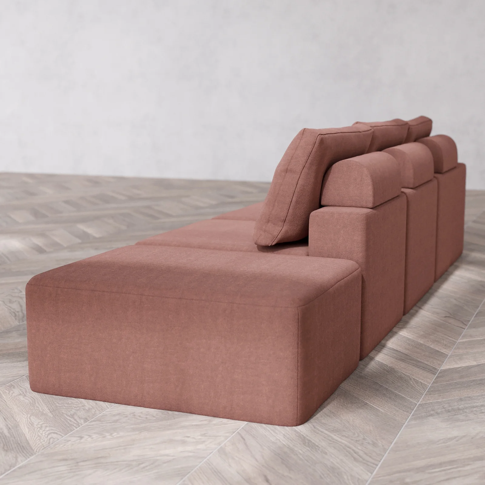 Slipcover Only - Modular Washable 3-Seater Open End Cloud + Bolster Sofa in Sumac | Left-Facing Arm - Image 5