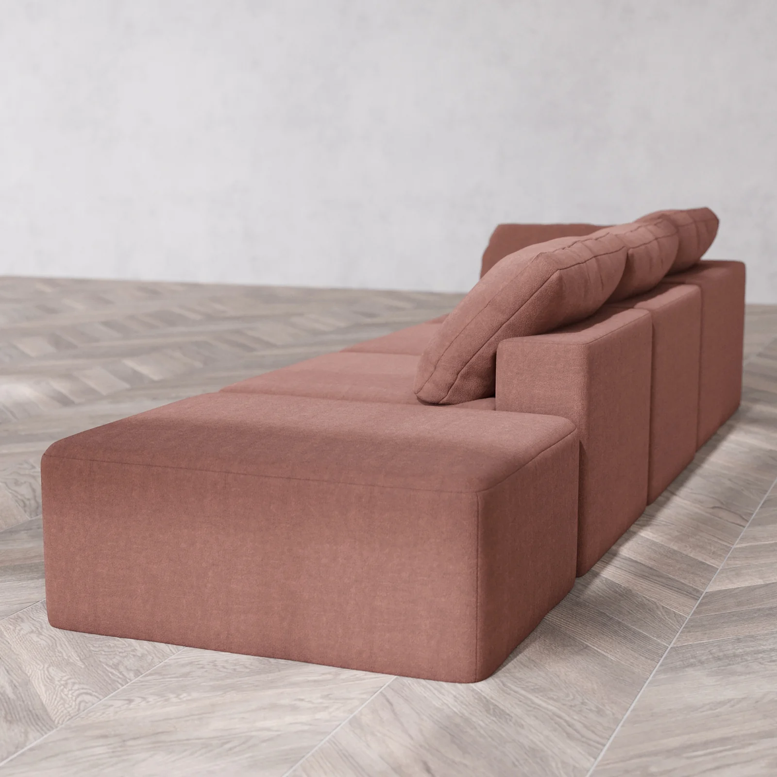 Slipcover Only - Modular Washable 3-Seater Open End Cloud Sofa in Sumac | Left-Facing Arm - Image 5