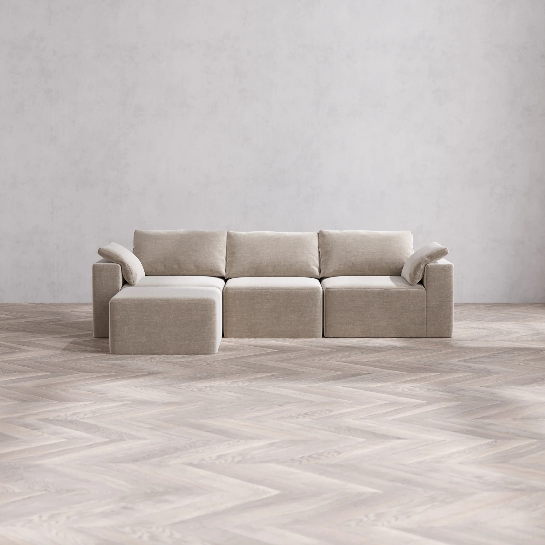 Slipcover Only - Modular Washable 3-Seater Sectional Cloud Sofa in Caraway