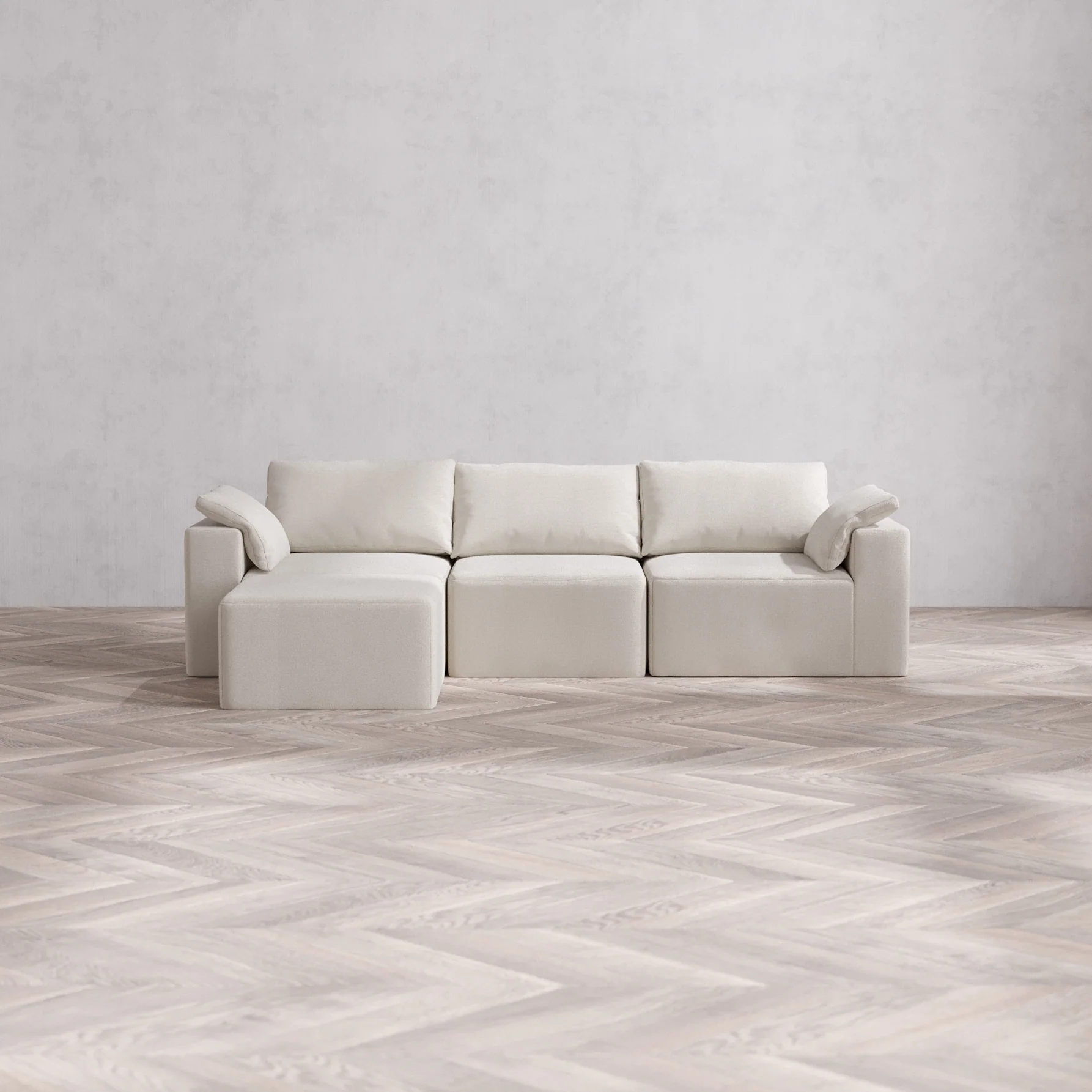 Slipcover Only - Modular Washable 3-Seater Sectional Cloud Sofa in Pearl
