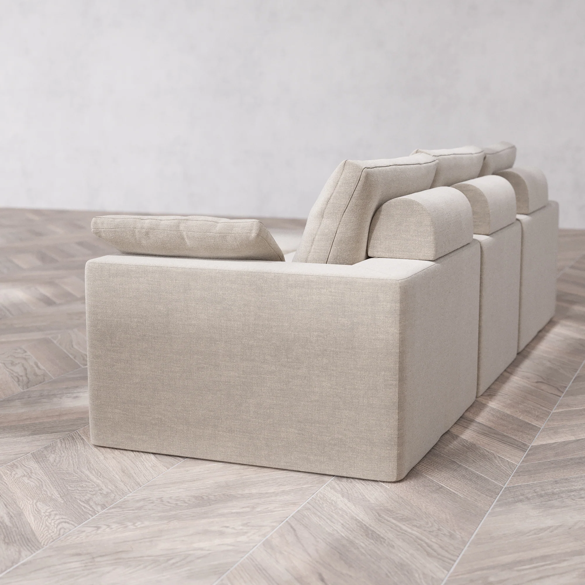 Slipcover Only - Modular Washable 3-Seater Sectional Cloud + Bolster Sofa in Caraway - Image 5