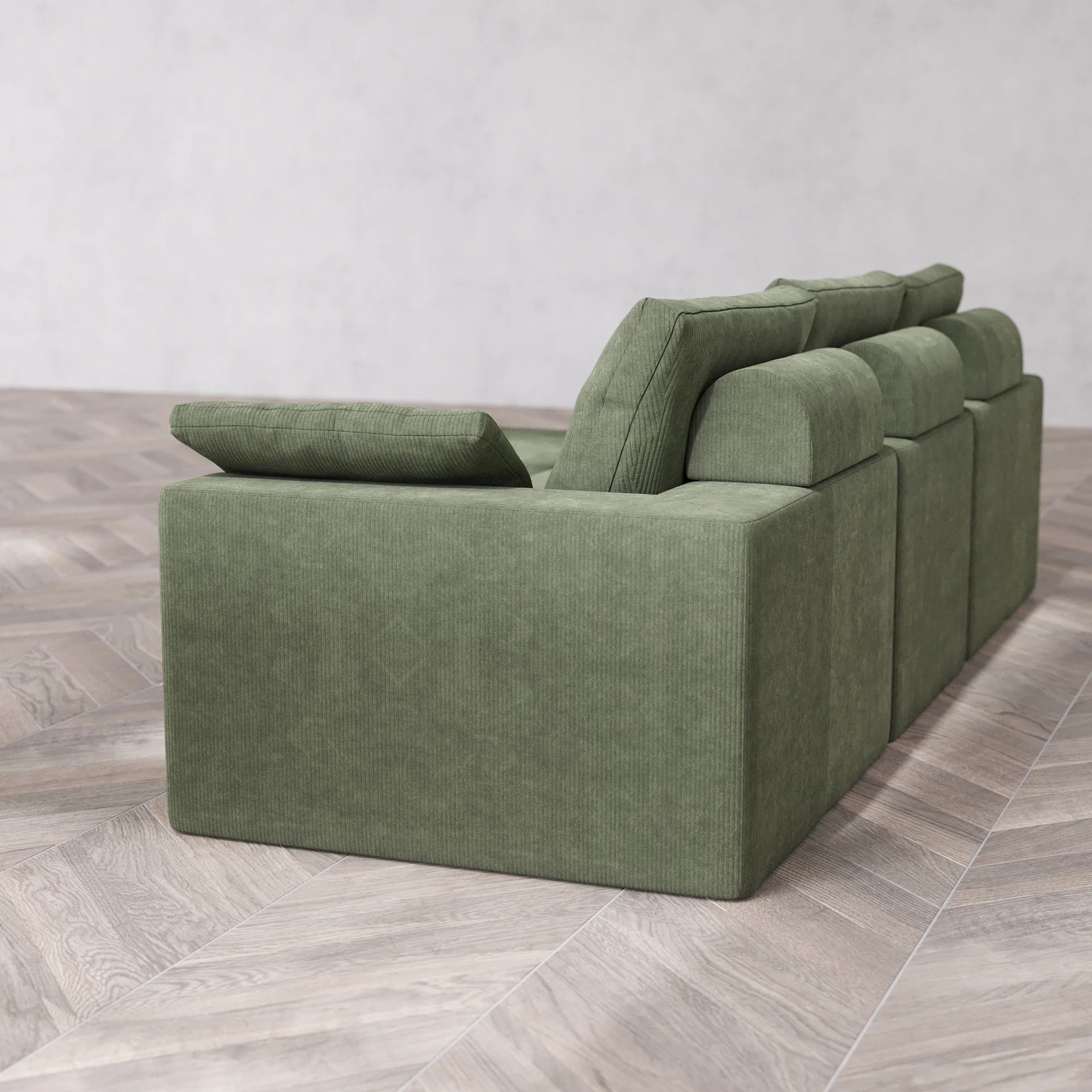 Slipcover Only - Modular Washable 3-Seater Sectional Cloud + Bolster Sofa in Juniper - Image 5