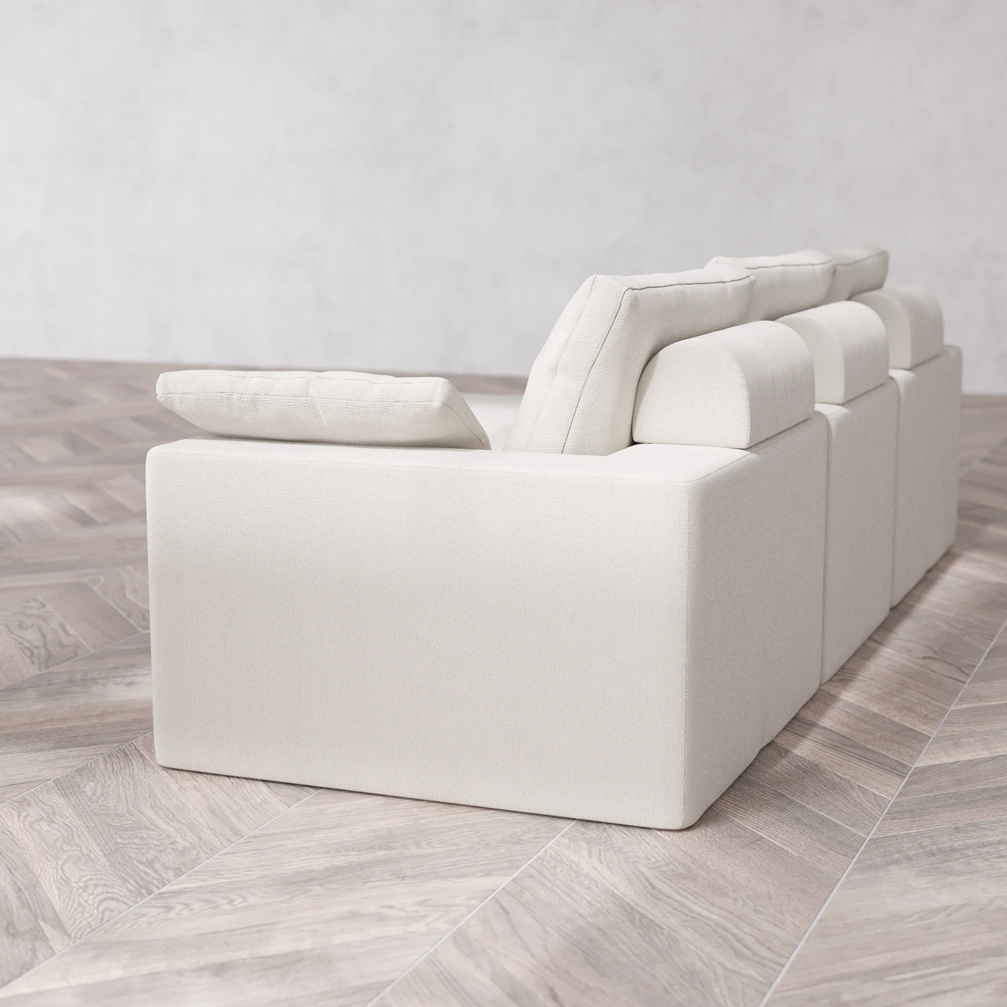 Slipcover Only - Modular Washable 3-Seater Sectional Cloud + Bolster Sofa in Pearl - Image 5