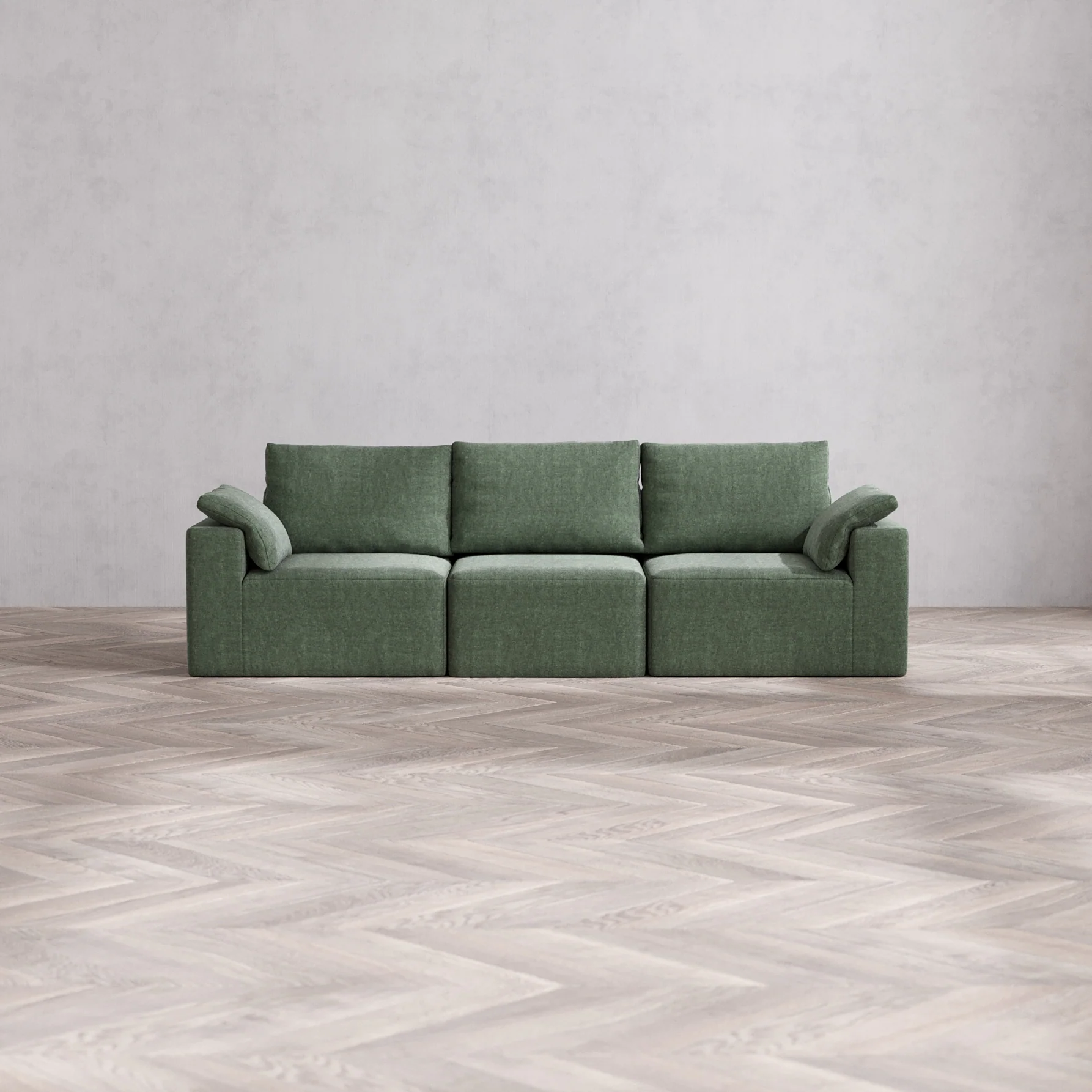 Slipcover Only - Modular Washable 3-Seater Cloud + Bolster Sofa in Sage