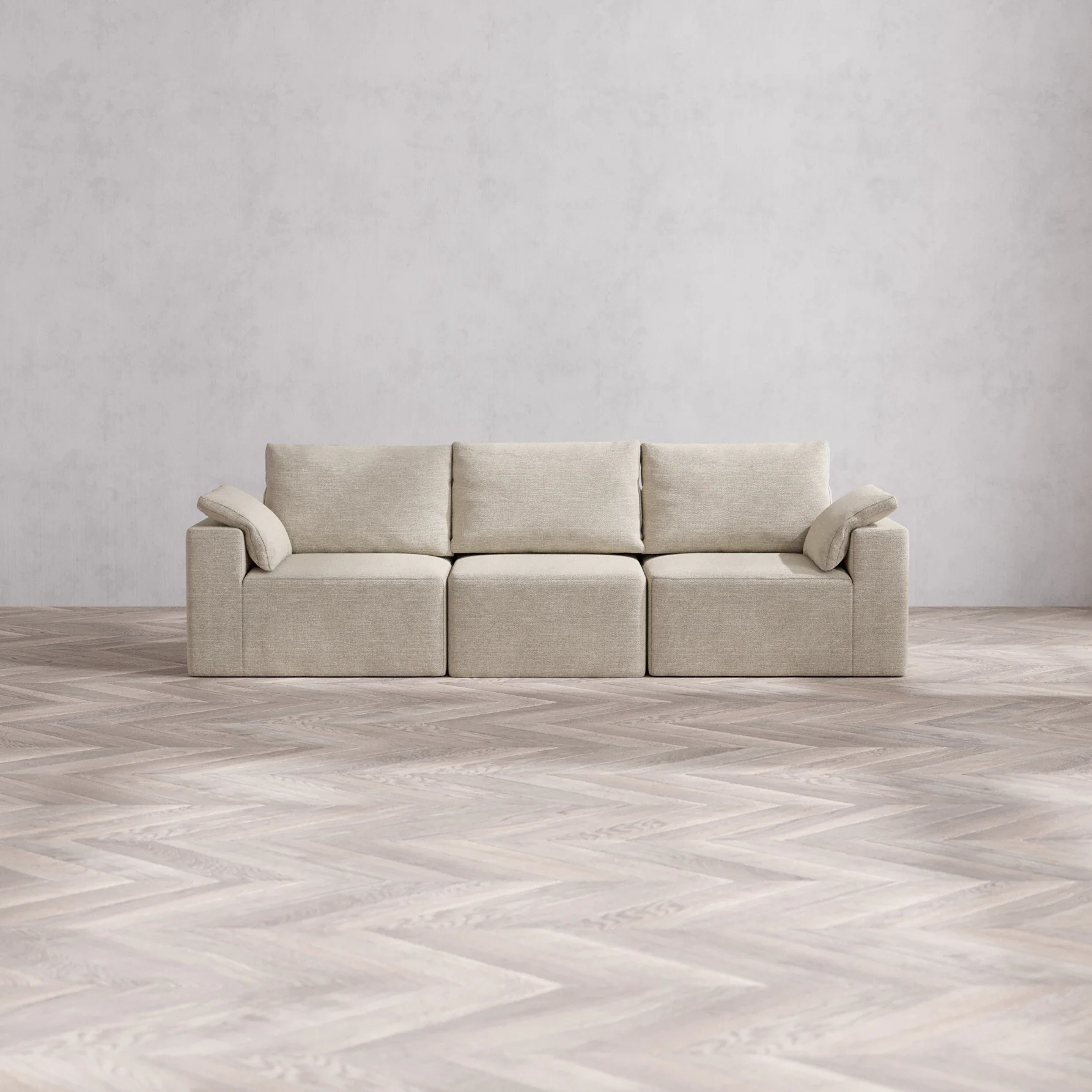 Slipcover Only - Modular Washable 3-Seater Cloud + Bolster Sofa in Sandstone