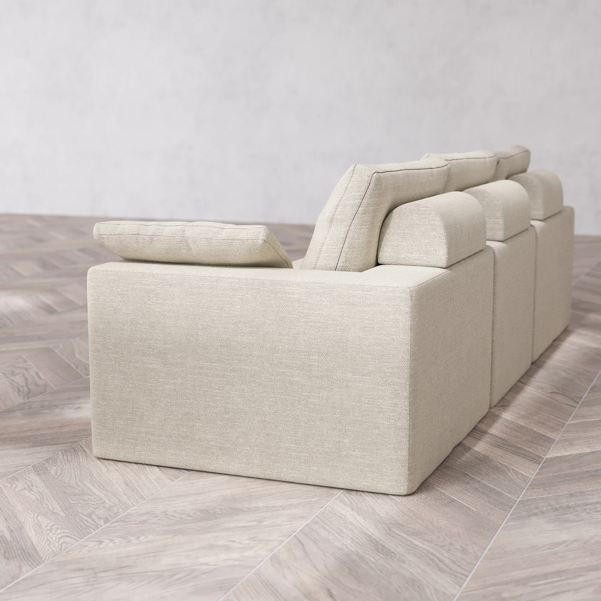 Slipcover Only - Modular Washable 3-Seater Cloud + Bolster Sofa in Sandstone - Image 5