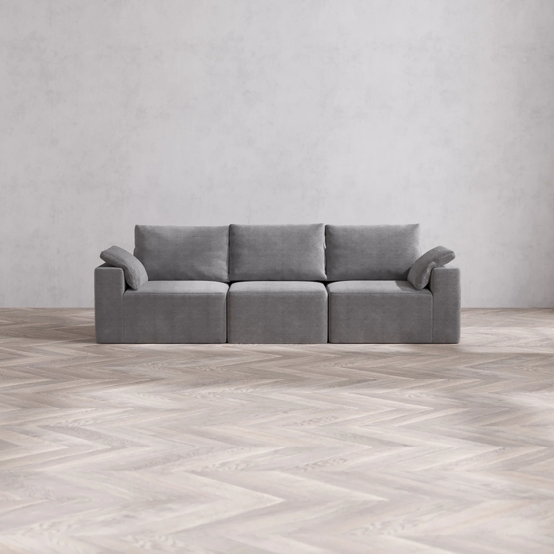 Slipcover Only - Modular Washable 3-Seater Cloud + Bolster Sofa in Slate