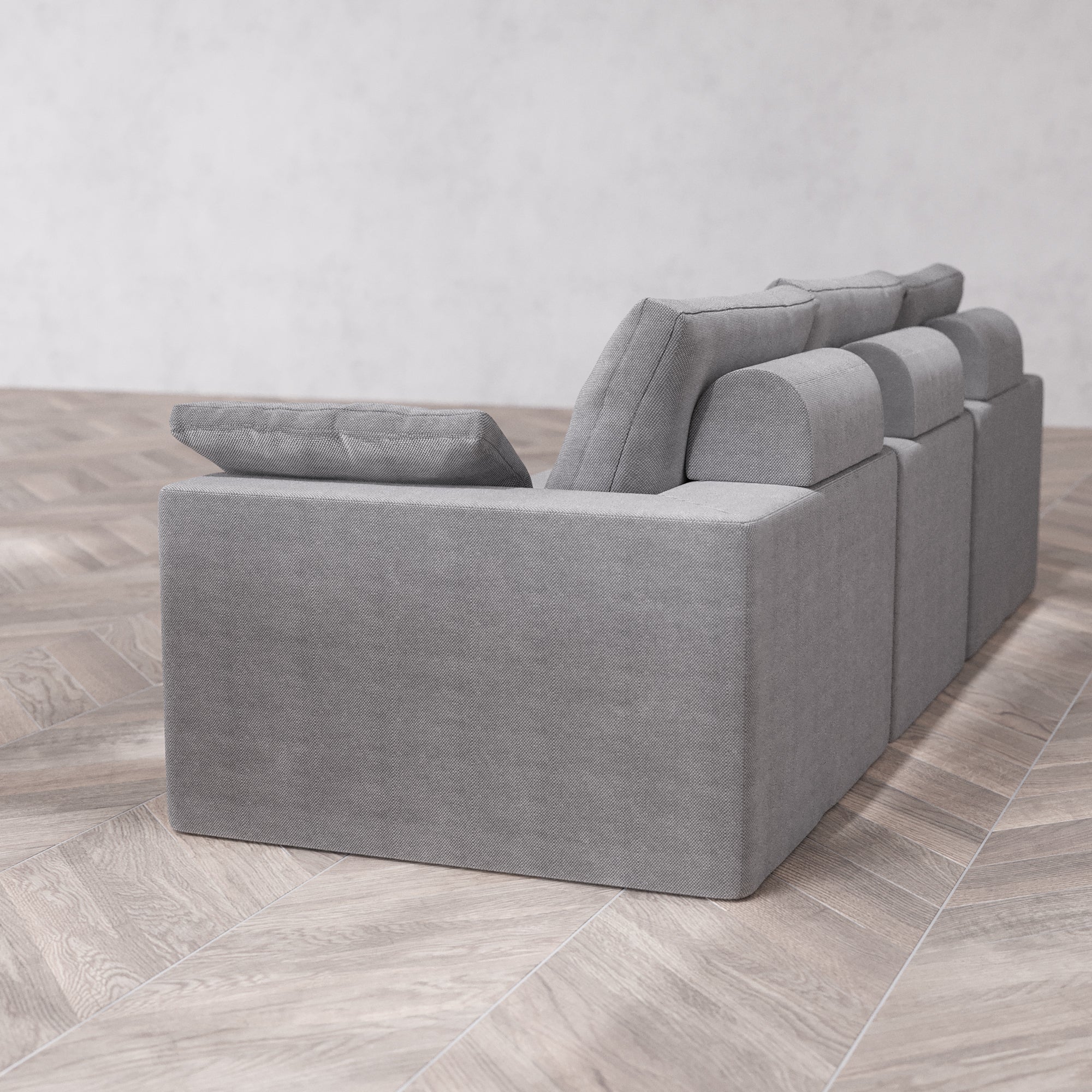 Slipcover Only - Modular Washable 3-Seater Cloud + Bolster Sofa in Slate - Image 5