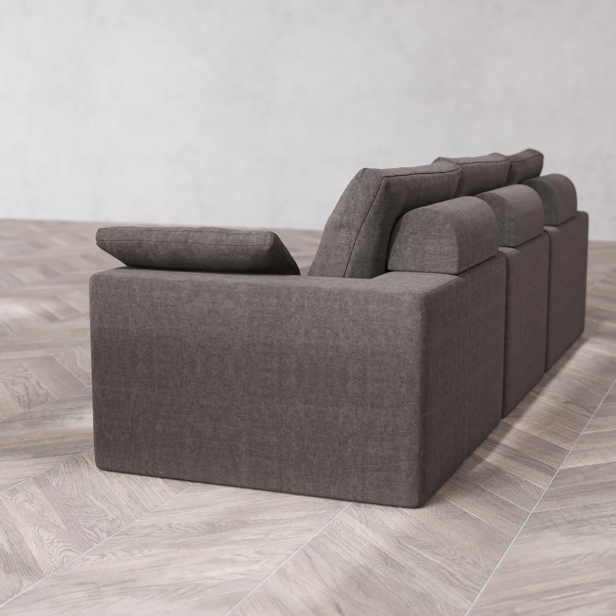 Slipcover Only - Modular Washable 3-Seater Cloud + Bolster Sofa in Truffle - Image 5
