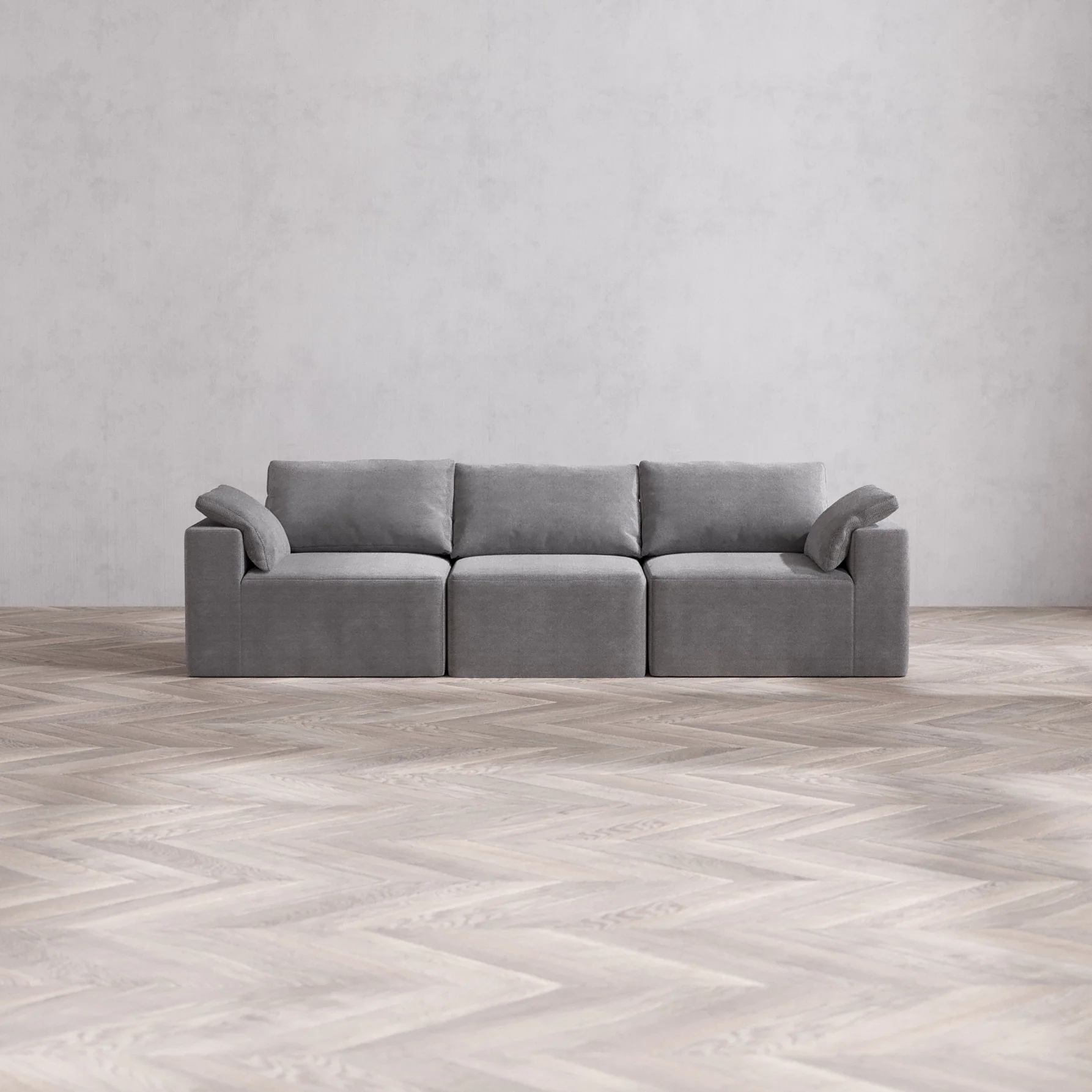 Slipcover Only - Modular Washable 3-Seater Cloud Sofa in Slate