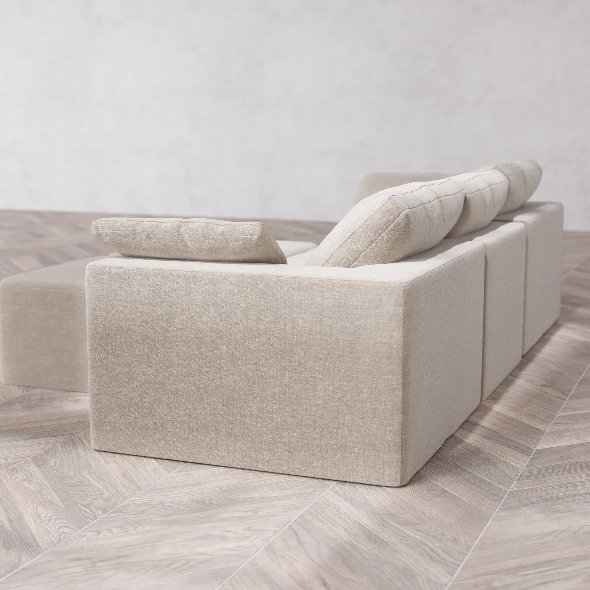 Slipcover Only - Modular Washable 3-Seater Cloud Sofa + Ottoman Bench in Caraway - Image 5