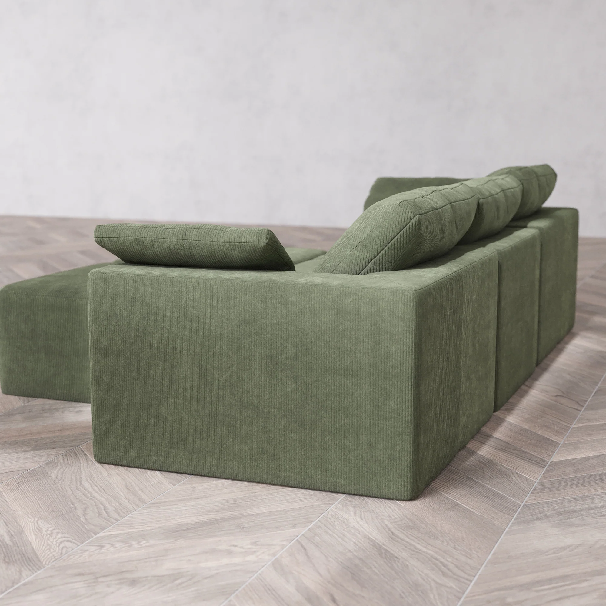 Slipcover Only - Modular Washable 3-Seater Cloud Sofa + Ottoman Bench in Juniper - Image 5