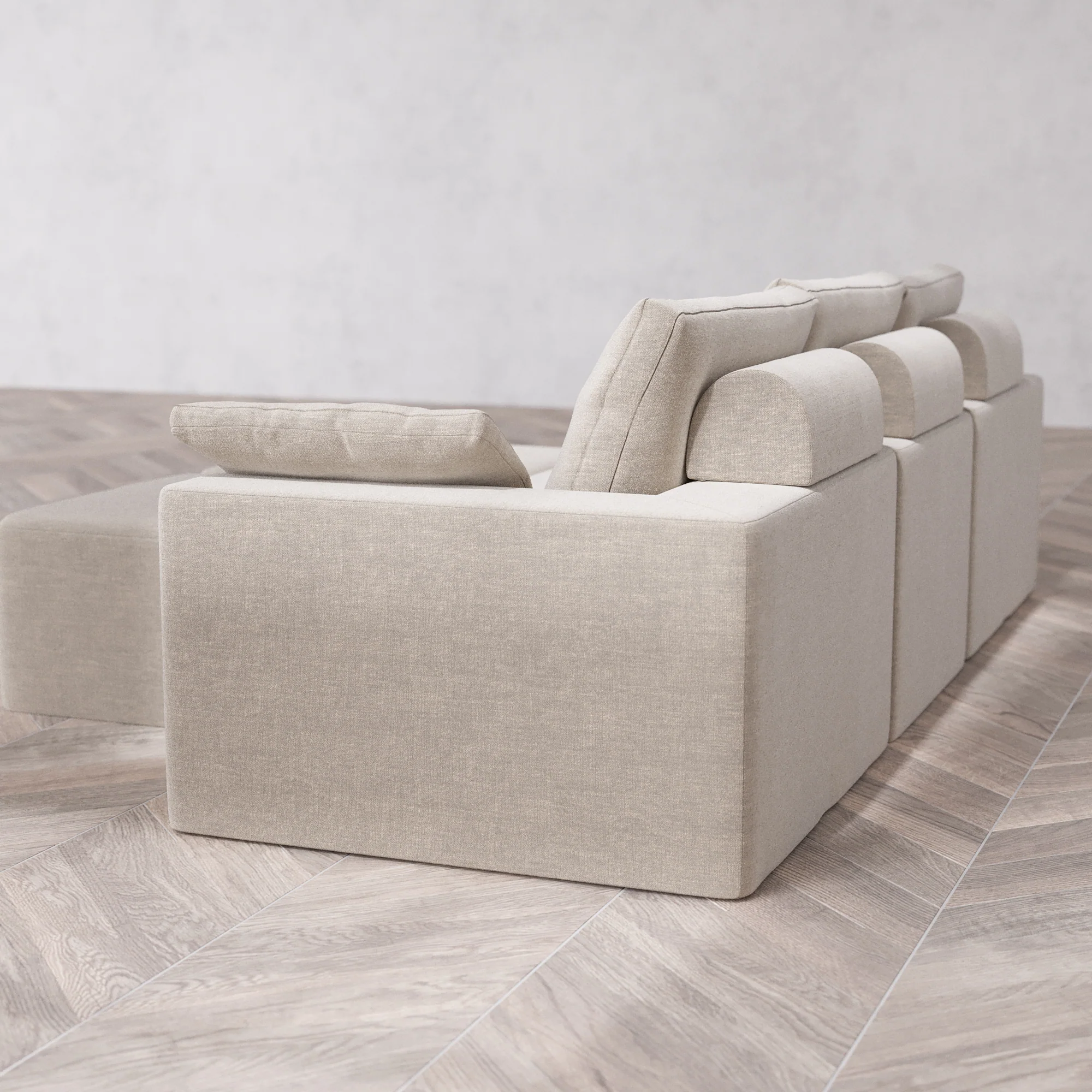 Slipcover Only - Modular Washable 3-Seater Cloud + Bolster Sofa + Ottoman Bench in Caraway - Image 5