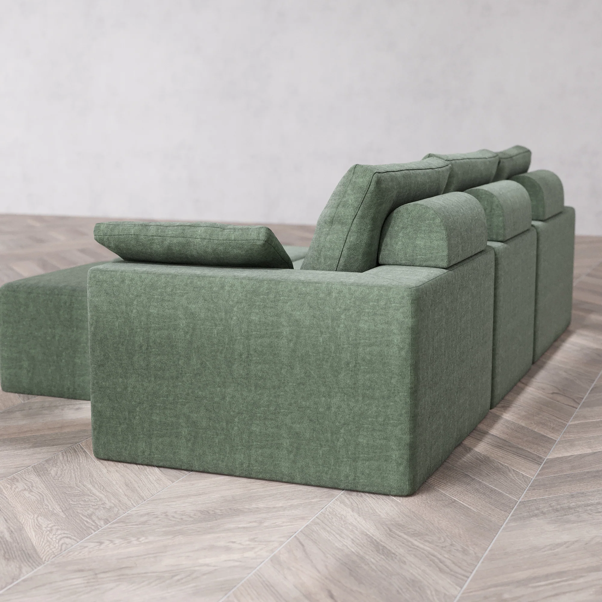 Slipcover Only - Modular Washable 3-Seater Cloud + Bolster Sofa + Ottoman Bench in Sage - Image 5