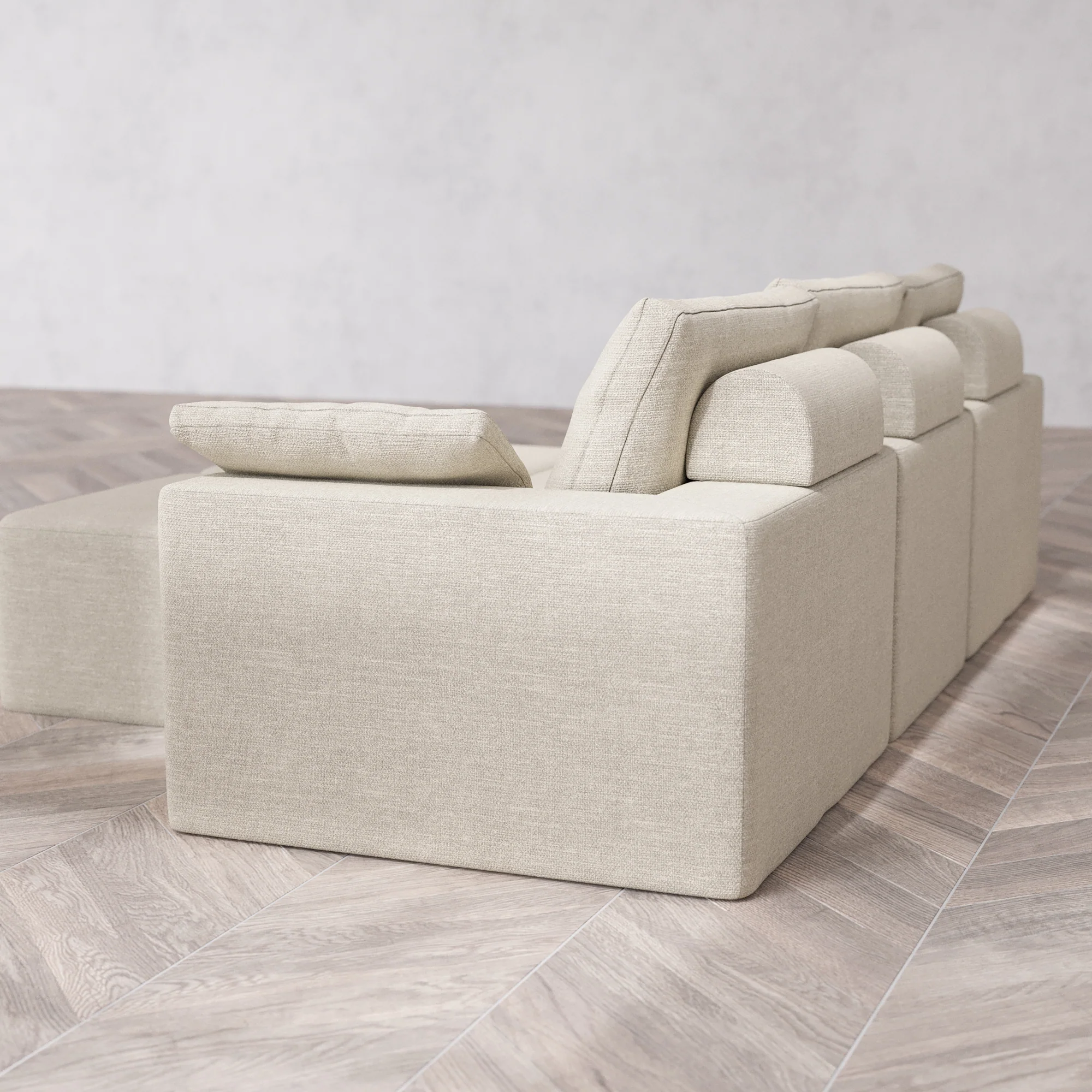 Slipcover Only - Modular Washable 3-Seater Cloud + Bolster Sofa + Ottoman Bench in Sandstone - Image 5