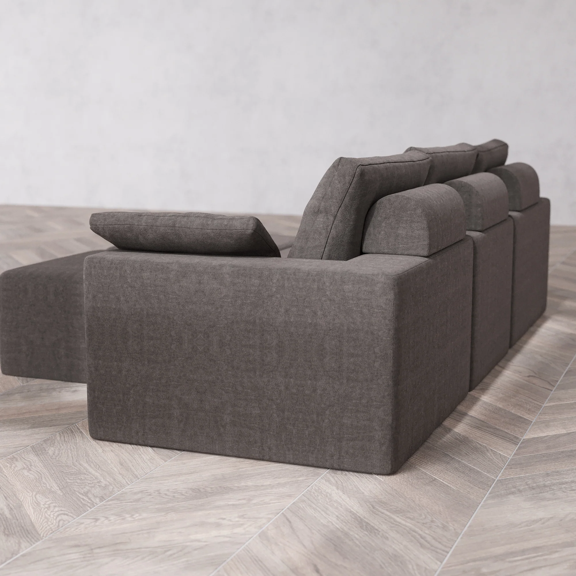 Slipcover Only - Modular Washable 3-Seater Cloud + Bolster Sofa + Ottoman Bench in Truffle - Image 5