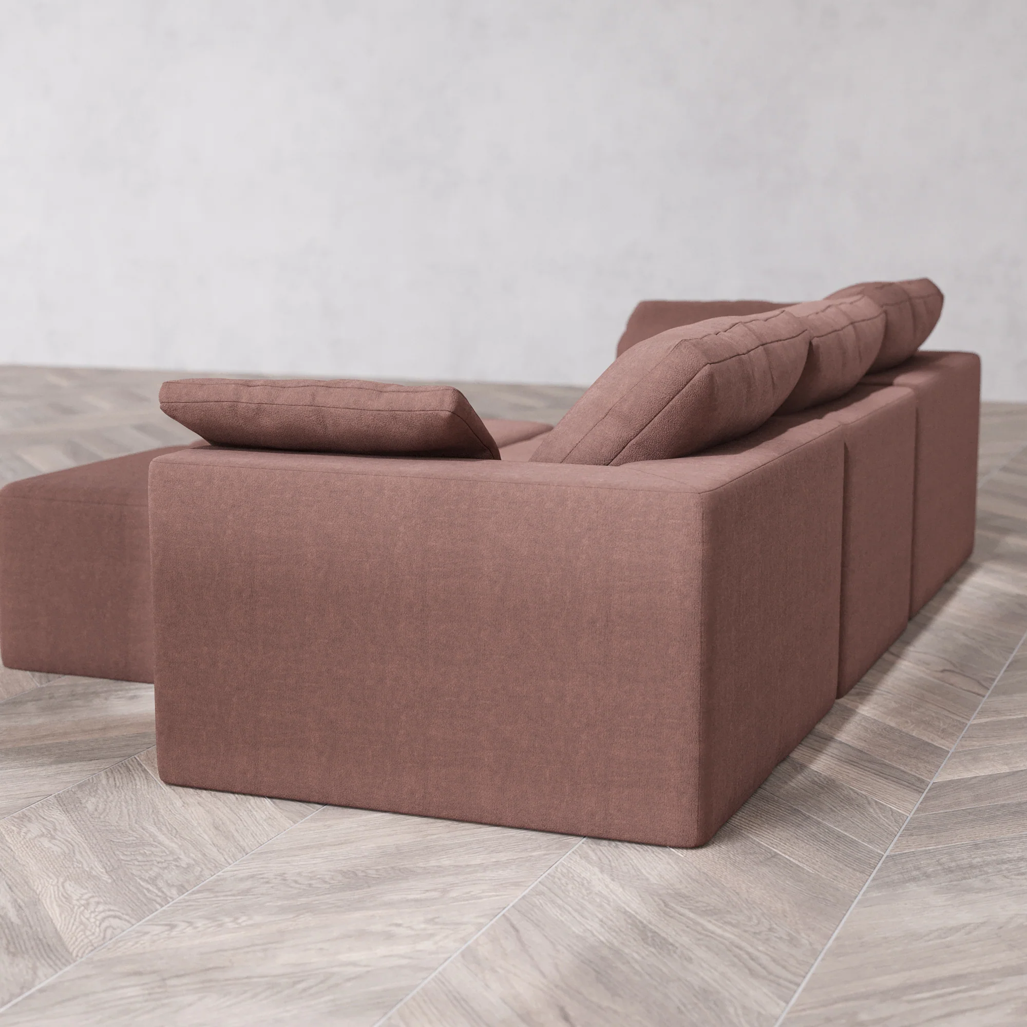 Slipcover Only - Modular Washable 3-Seater Cloud Sofa + Ottoman Bench in Sumac - Image 5