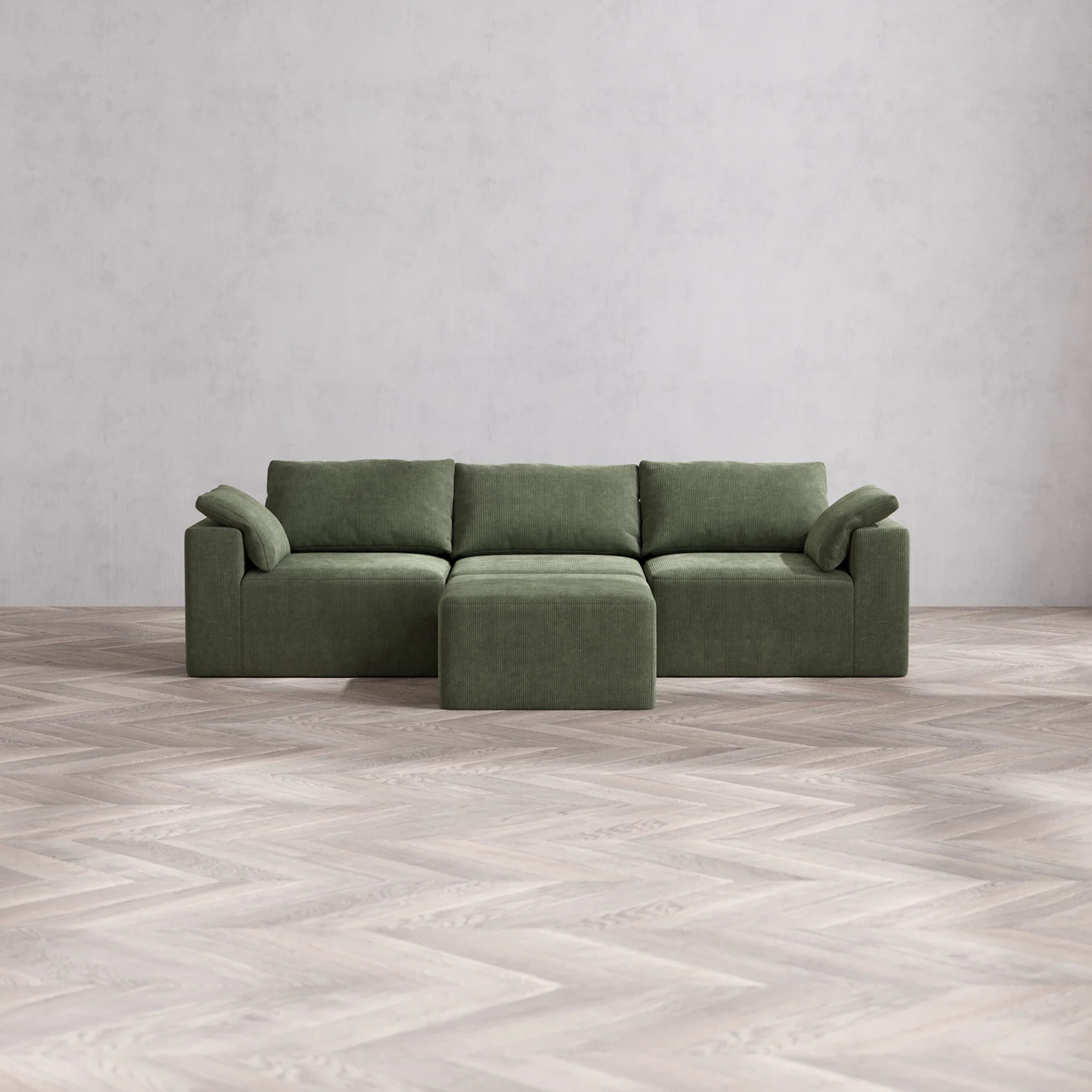 Slipcover Only - Modular Washable 3-Seater Cloud Sofa + Ottoman in Juniper