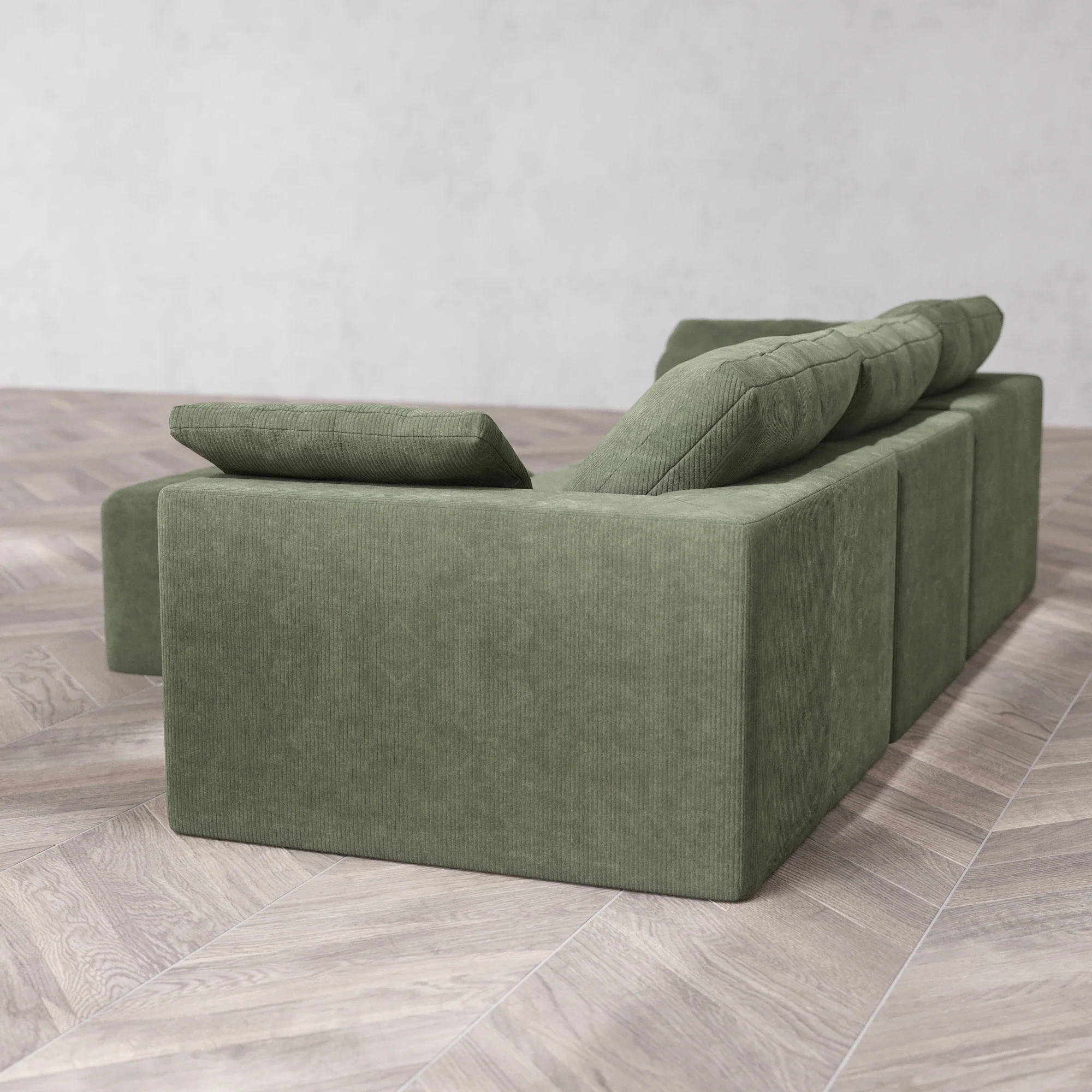 Slipcover Only - Modular Washable 3-Seater Cloud Sofa + Ottoman in Juniper - Image 5