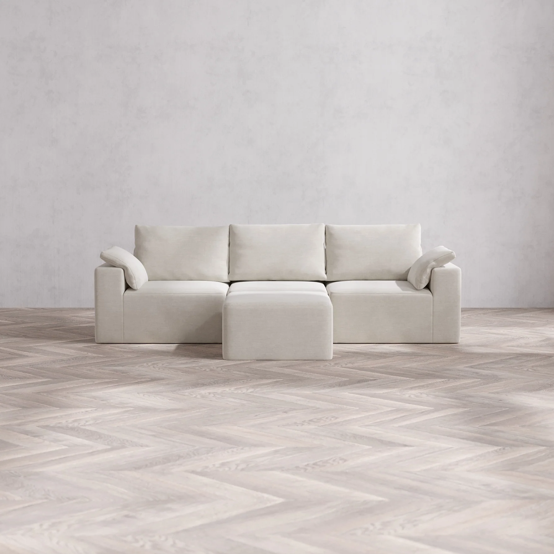Slipcover Only - Modular Washable 3-Seater Cloud + Bolster Sofa + Ottoman in Cashew