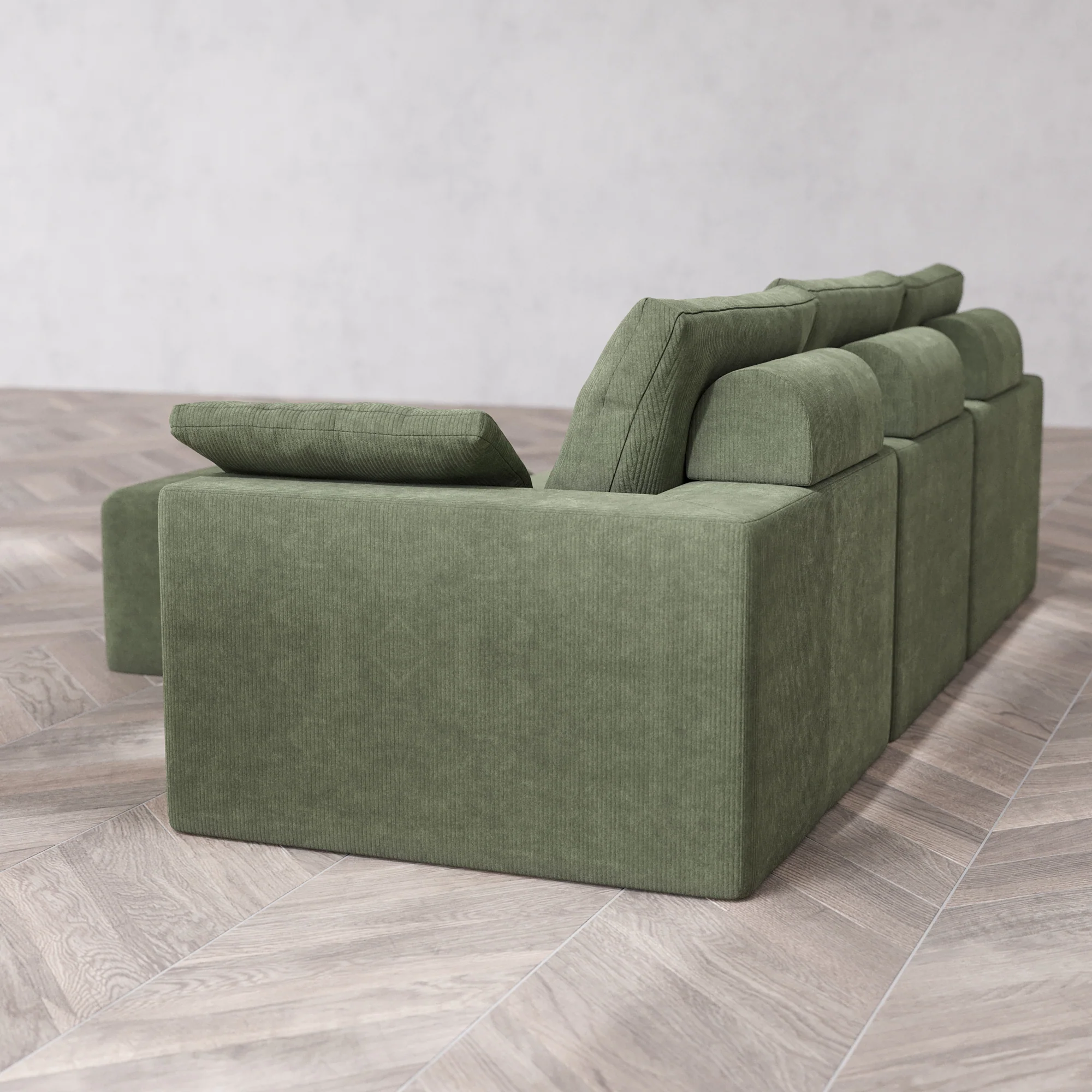 Slipcover Only - Modular Washable 3-Seater Cloud + Bolster Sofa + Ottoman in Juniper - Image 5