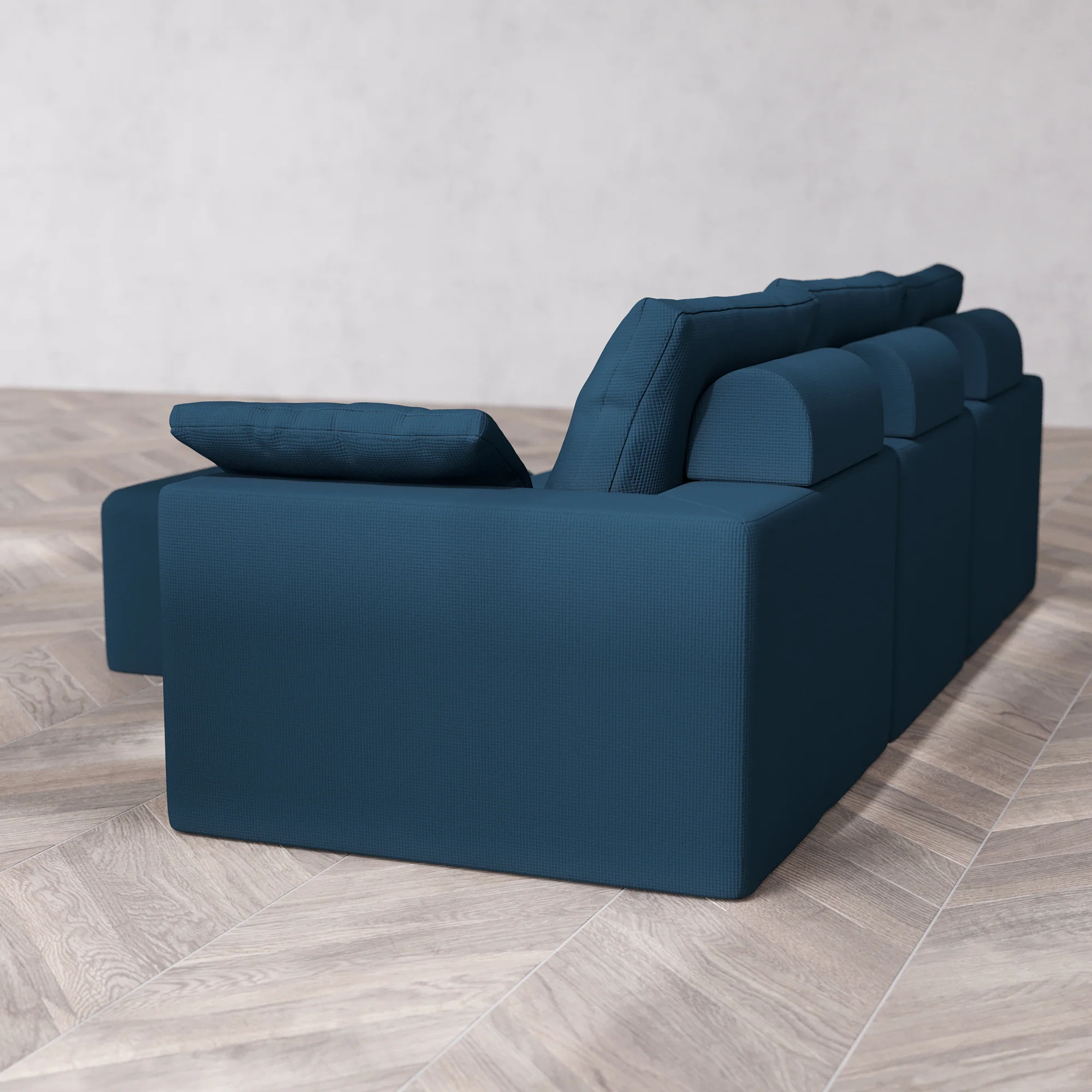 Slipcover Only - Modular Washable 3-Seater Cloud + Bolster Sofa + Ottoman in Lazuli - Image 5