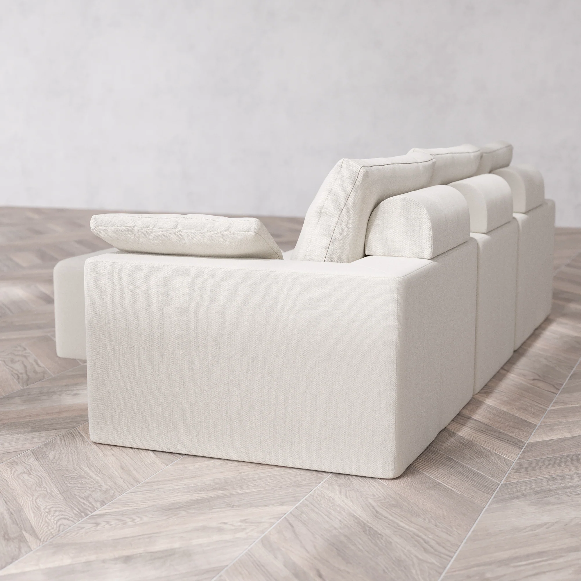 Slipcover Only - Modular Washable 3-Seater Cloud + Bolster Sofa + Ottoman in Pearl - Image 5