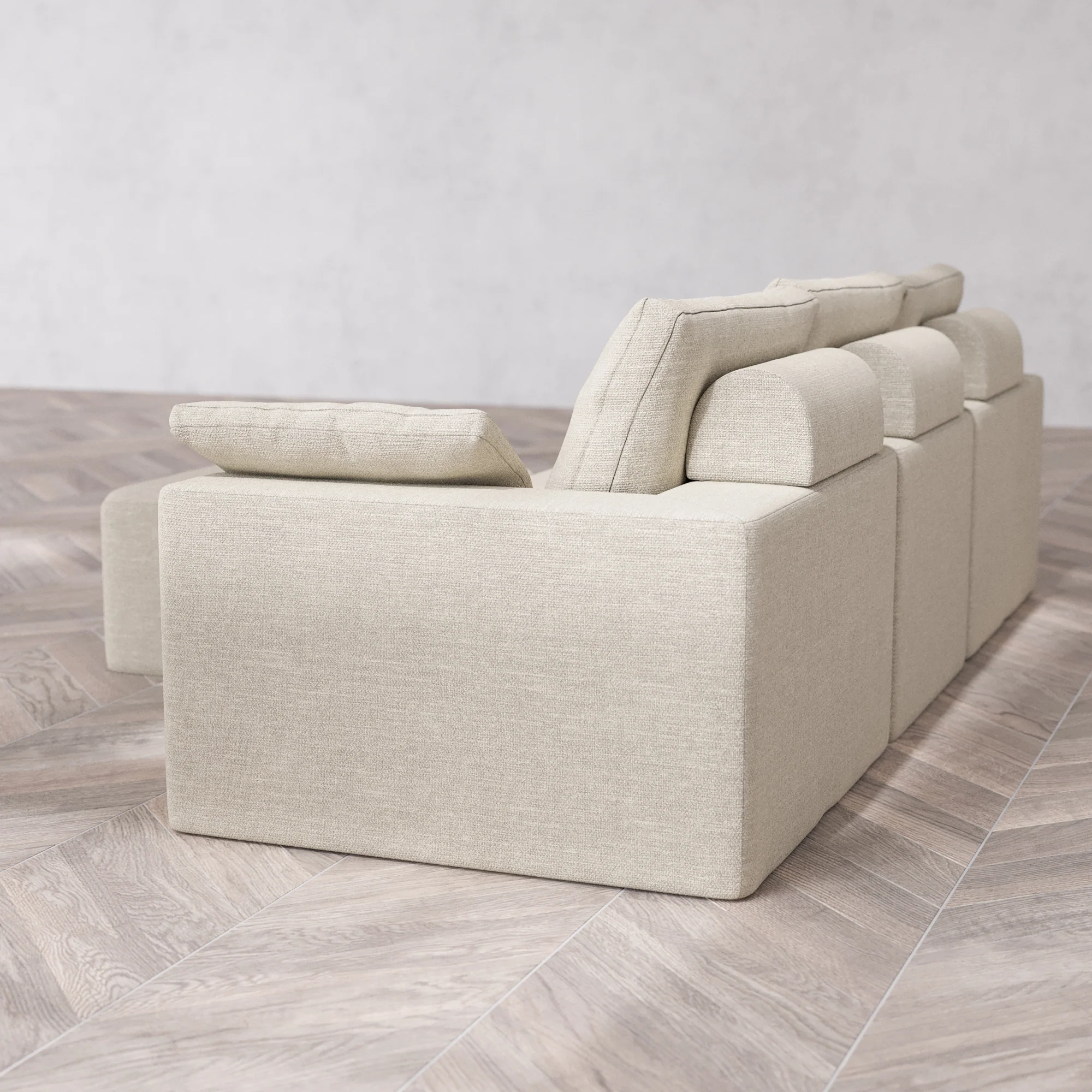 Slipcover Only - Modular Washable 3-Seater Cloud + Bolster Sofa + Ottoman in Sandstone - Image 5