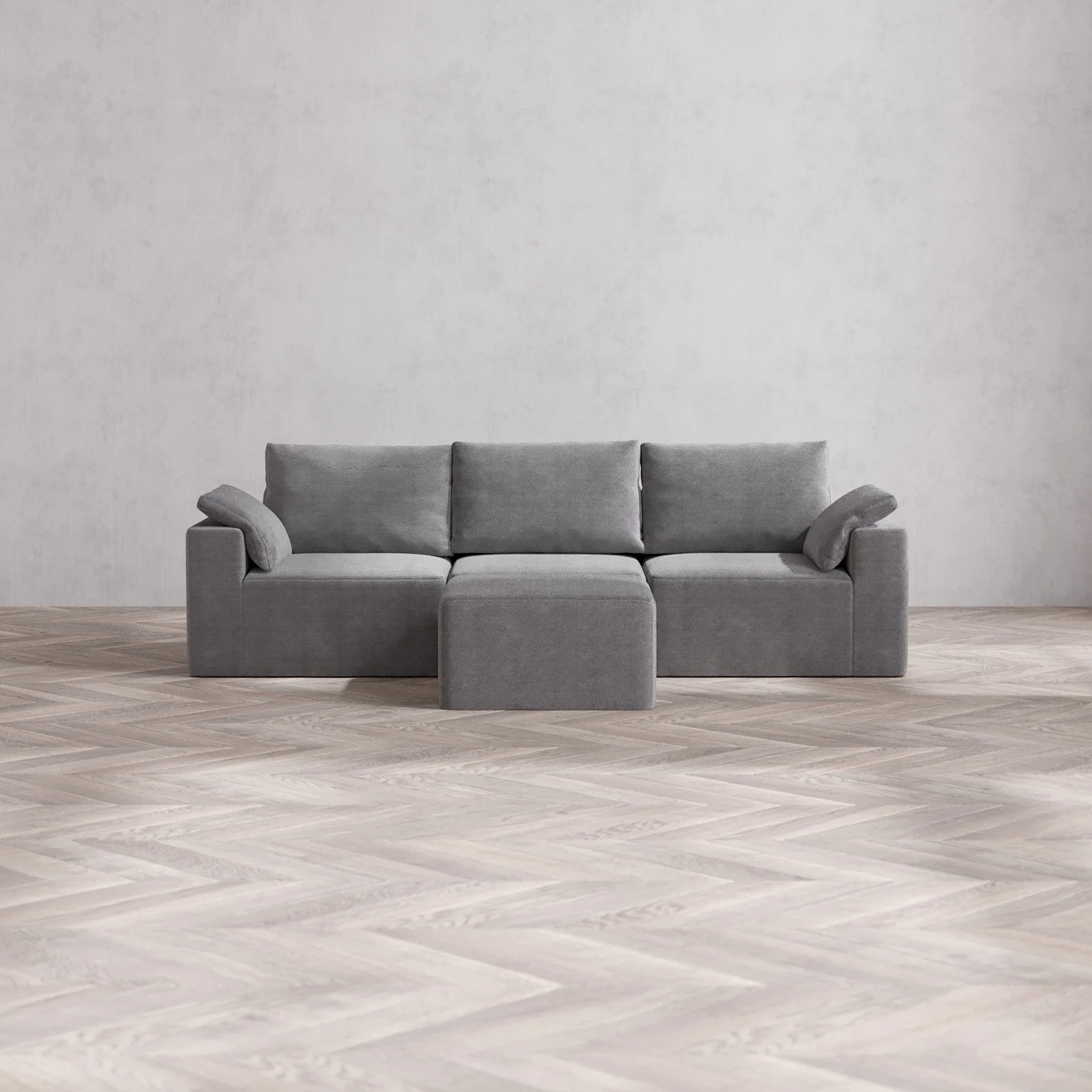 Slipcover Only - Modular Washable 3-Seater Cloud + Bolster Sofa + Ottoman in Slate
