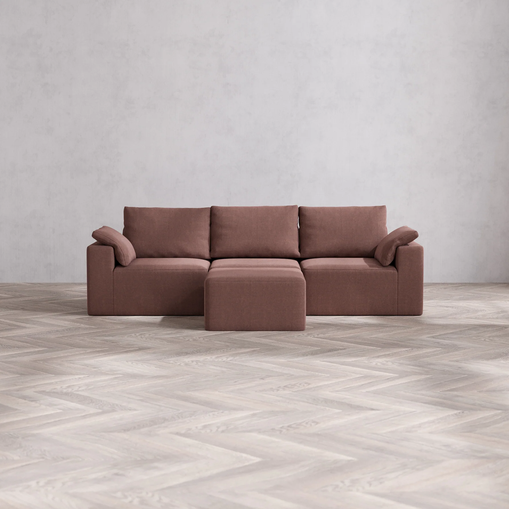 Slipcover Only - Modular Washable 3-Seater Cloud + Bolster Sofa + Ottoman in Sumac