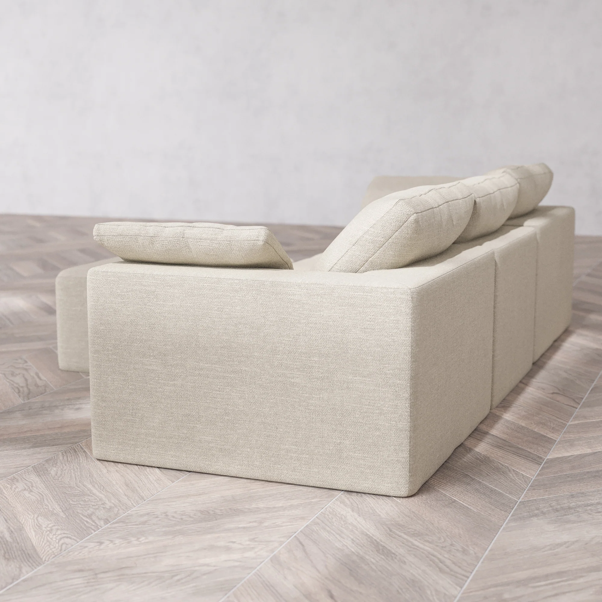 Slipcover Only - Modular Washable 3-Seater Cloud Sofa + Ottoman in Sandstone - Image 5