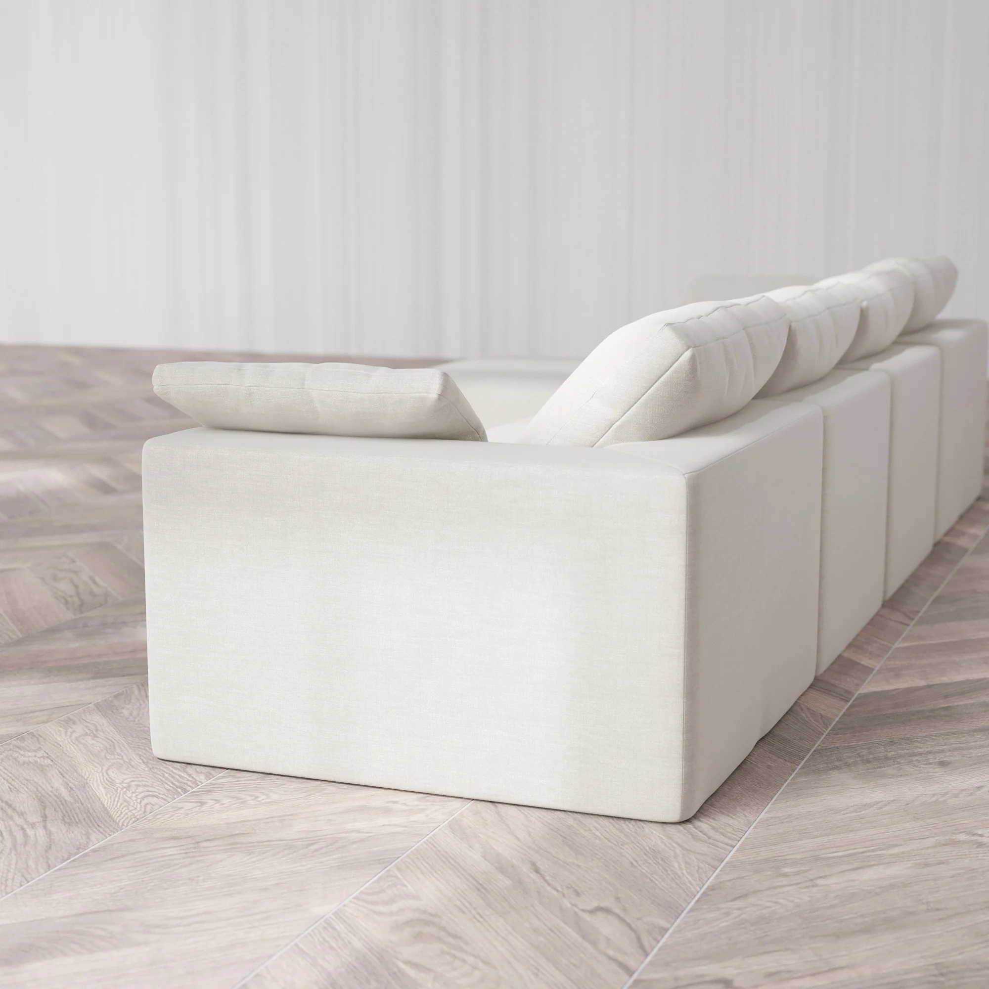 Slipcover Only - Modular Washable 4-Seater Chaise Sectional Cloud Sofa in Cashew - Image 5