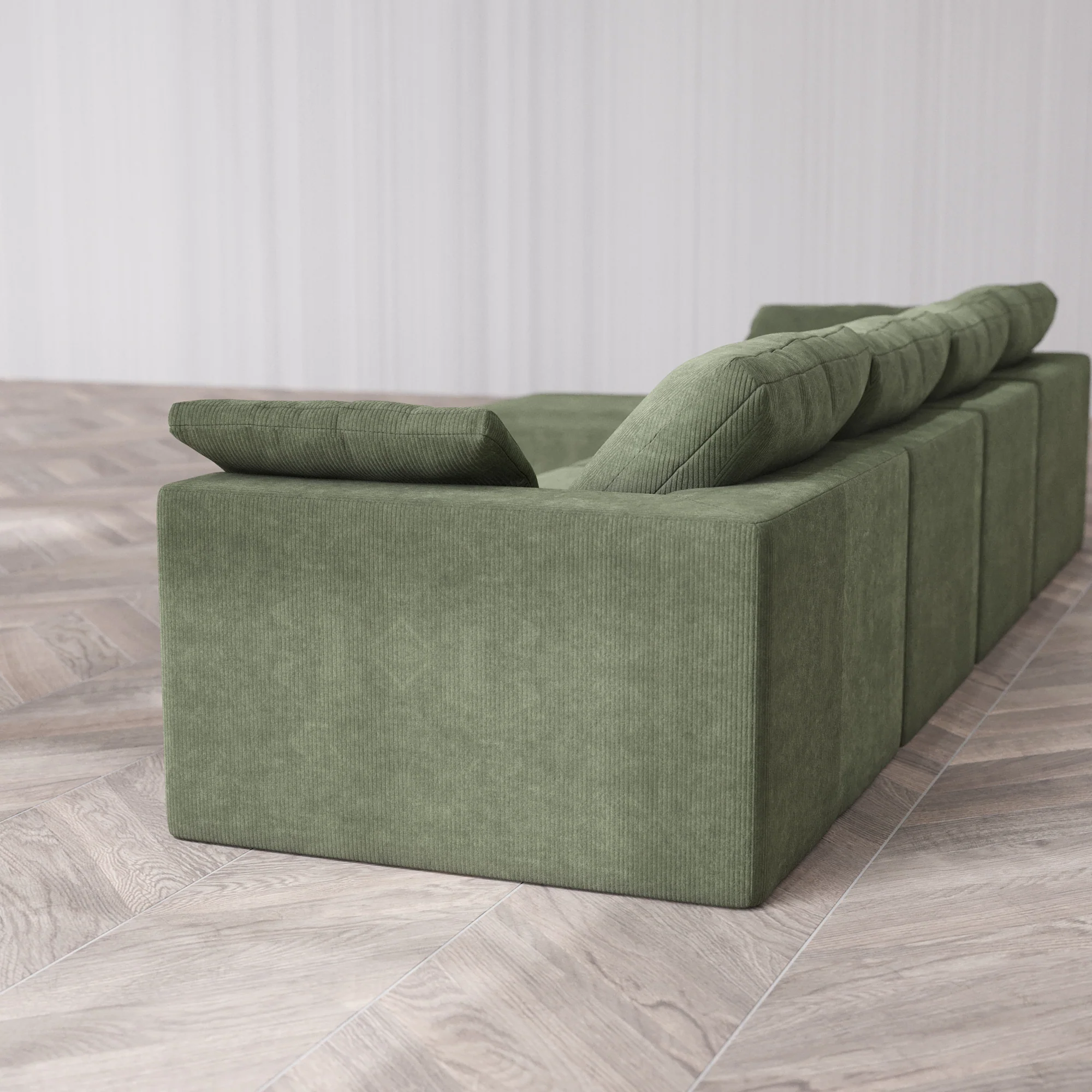 Slipcover Only - Modular Washable 4-Seater Chaise Sectional Cloud Sofa in Juniper - Image 5