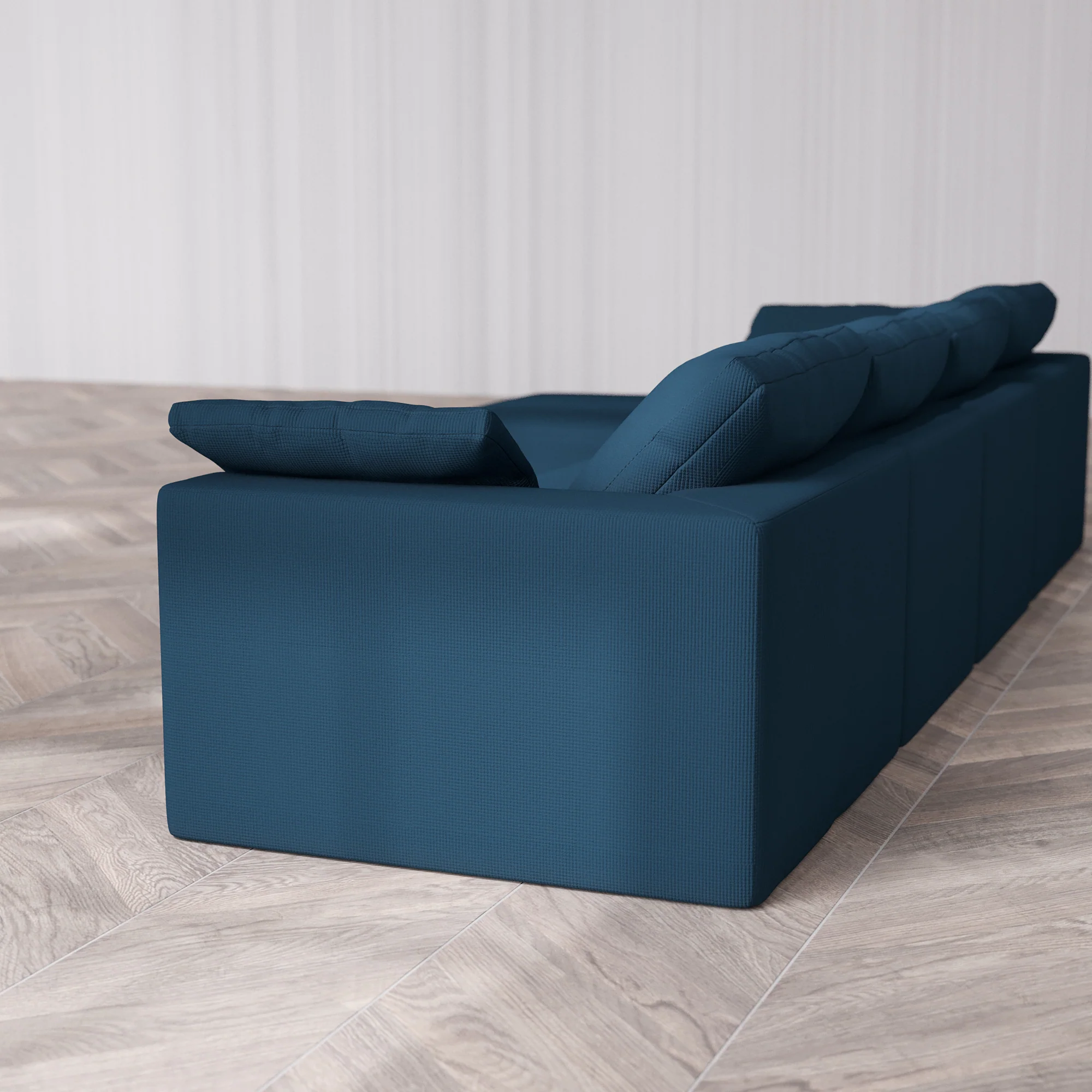 Slipcover Only - Modular Washable 4-Seater Chaise Sectional Cloud Sofa in Lazuli - Image 5