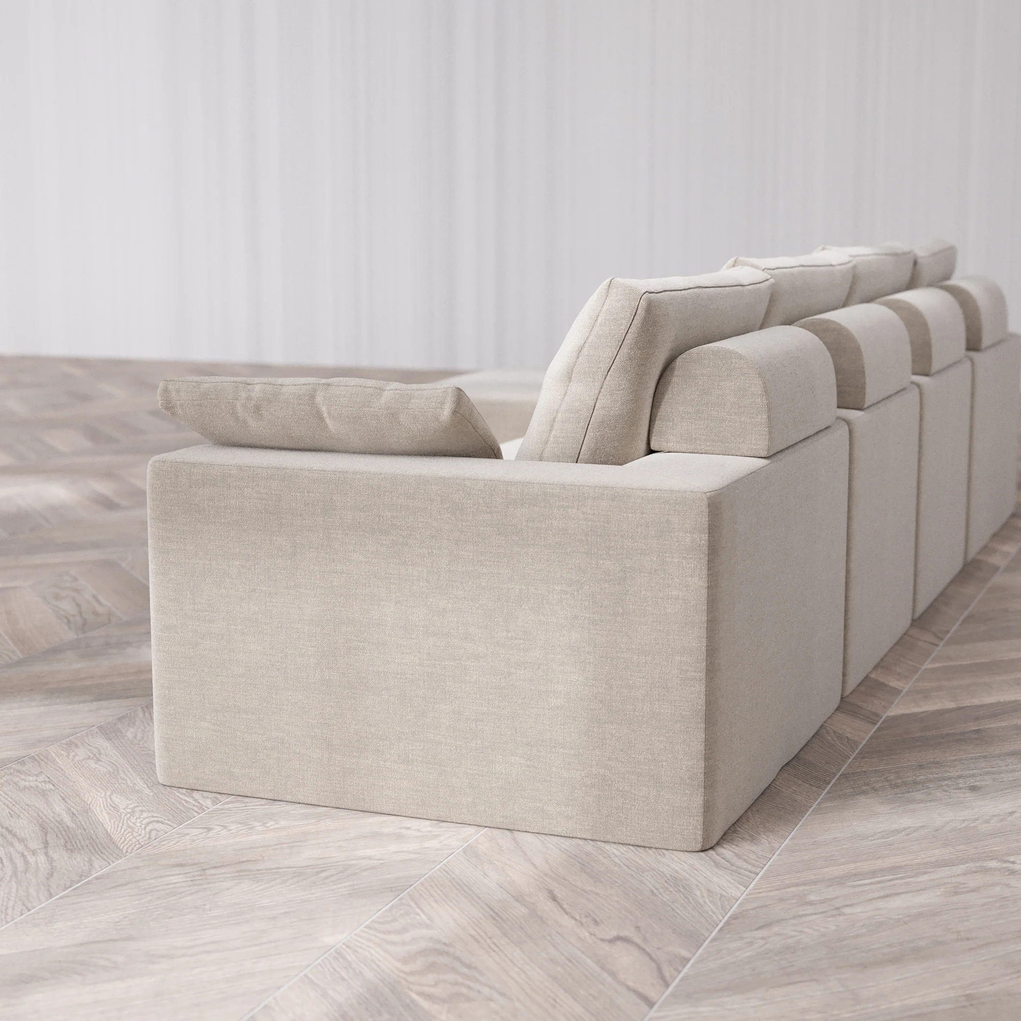 Slipcover Only - Modular Washable 4-Seater Chaise Sectional Cloud + Bolster Sofa in Caraway - Image 5