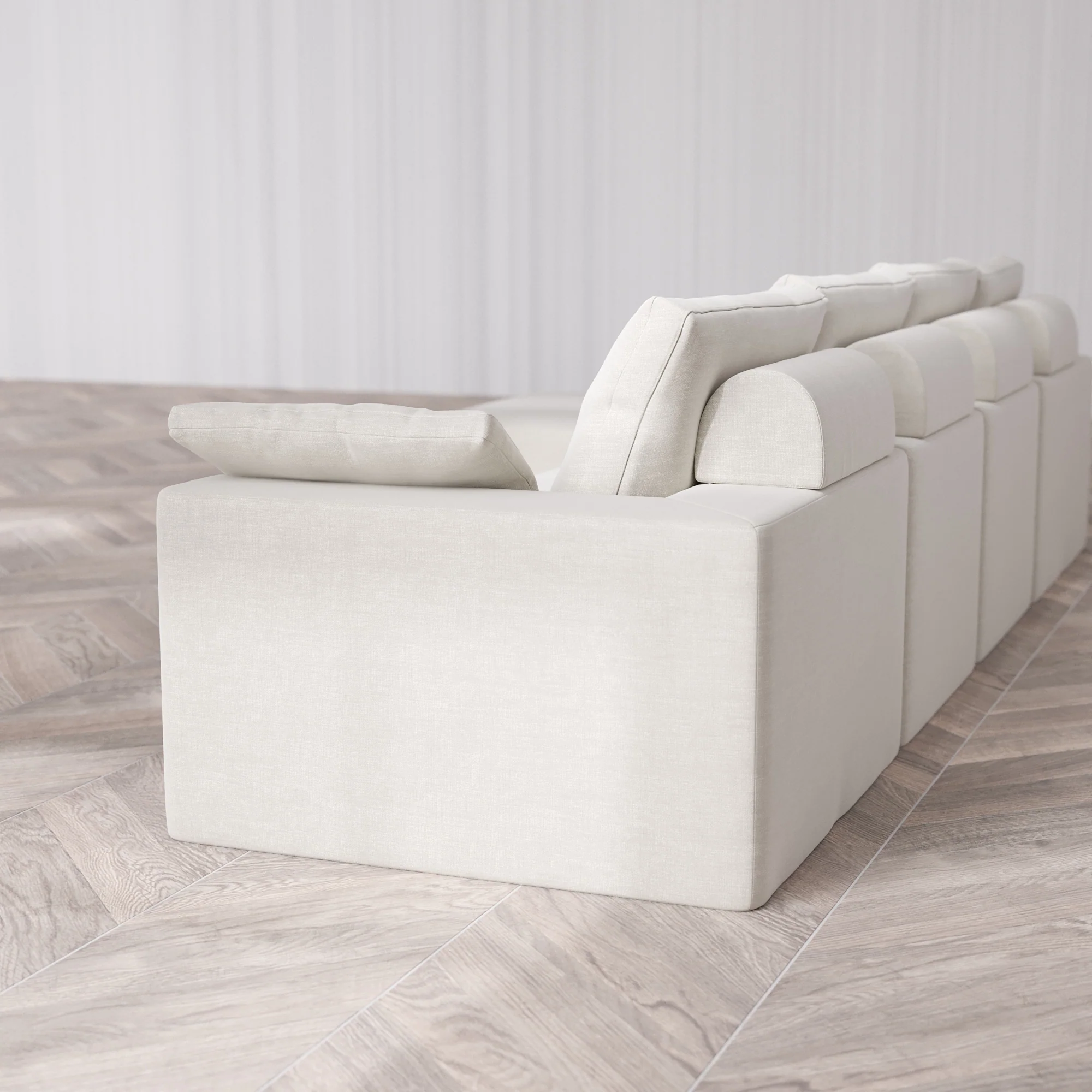 Slipcover Only - Modular Washable 4-Seater Chaise Sectional Cloud + Bolster Sofa in Cashew - Image 5