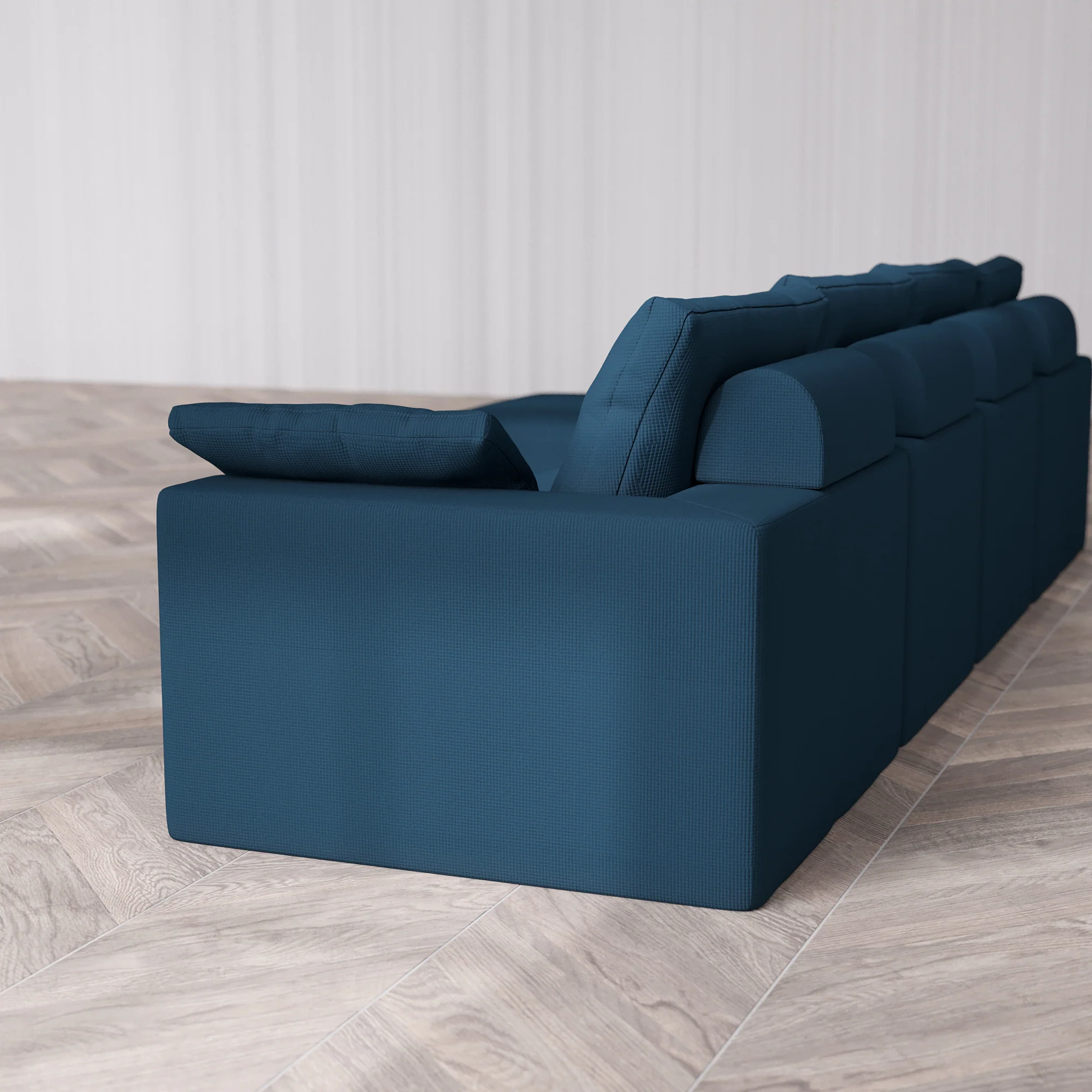 Slipcover Only - Modular Washable 4-Seater Chaise Sectional Cloud + Bolster Sofa in Lazuli - Image 5