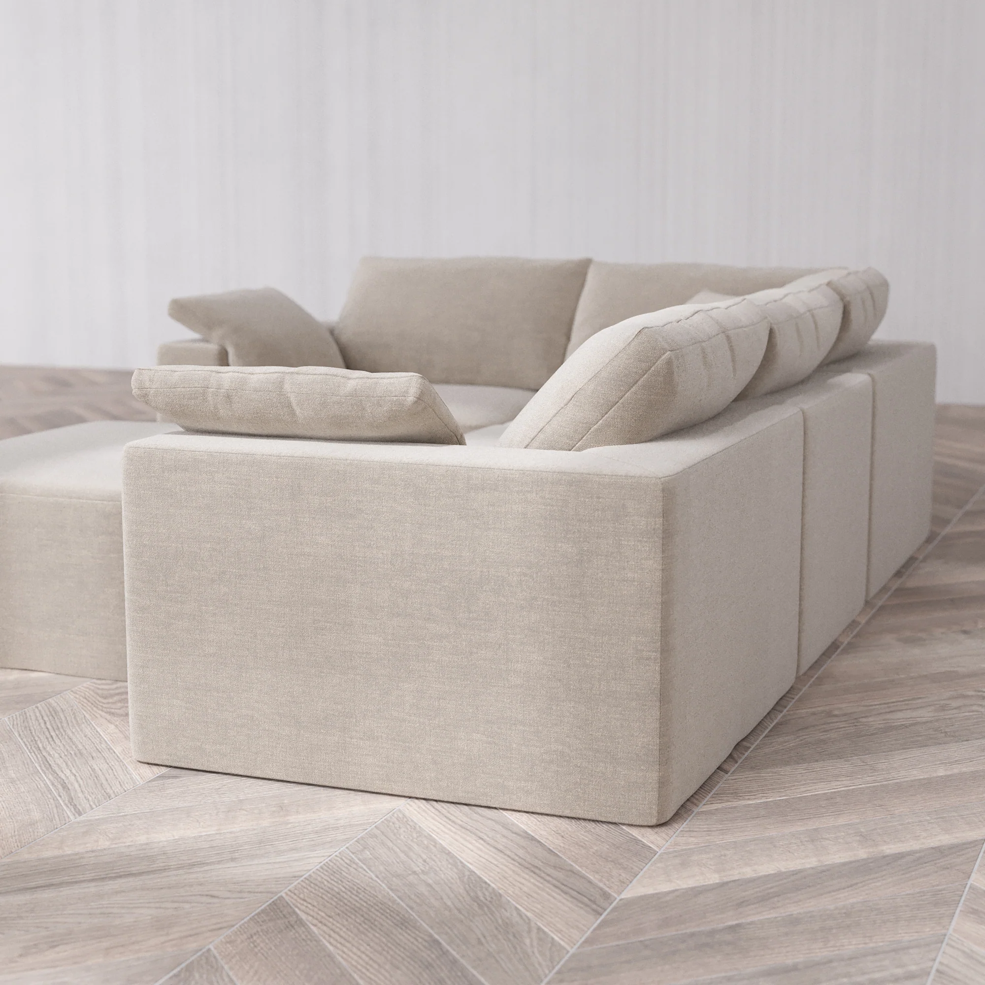 Slipcover Only - Modular Washable 4-Seater Corner Sectional + Chaise Ottoman Cloud Sofa in Caraway - Image 5