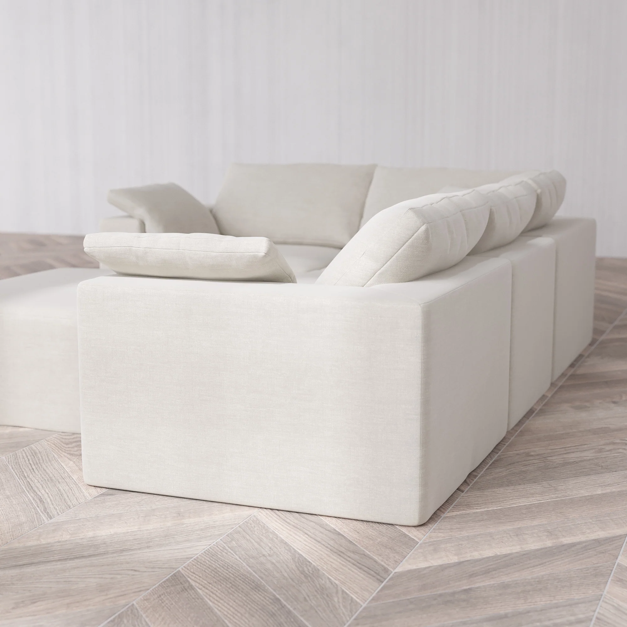 Slipcover Only - Modular Washable 4-Seater Corner Sectional + Chaise Ottoman Cloud Sofa in Cashew - Image 5