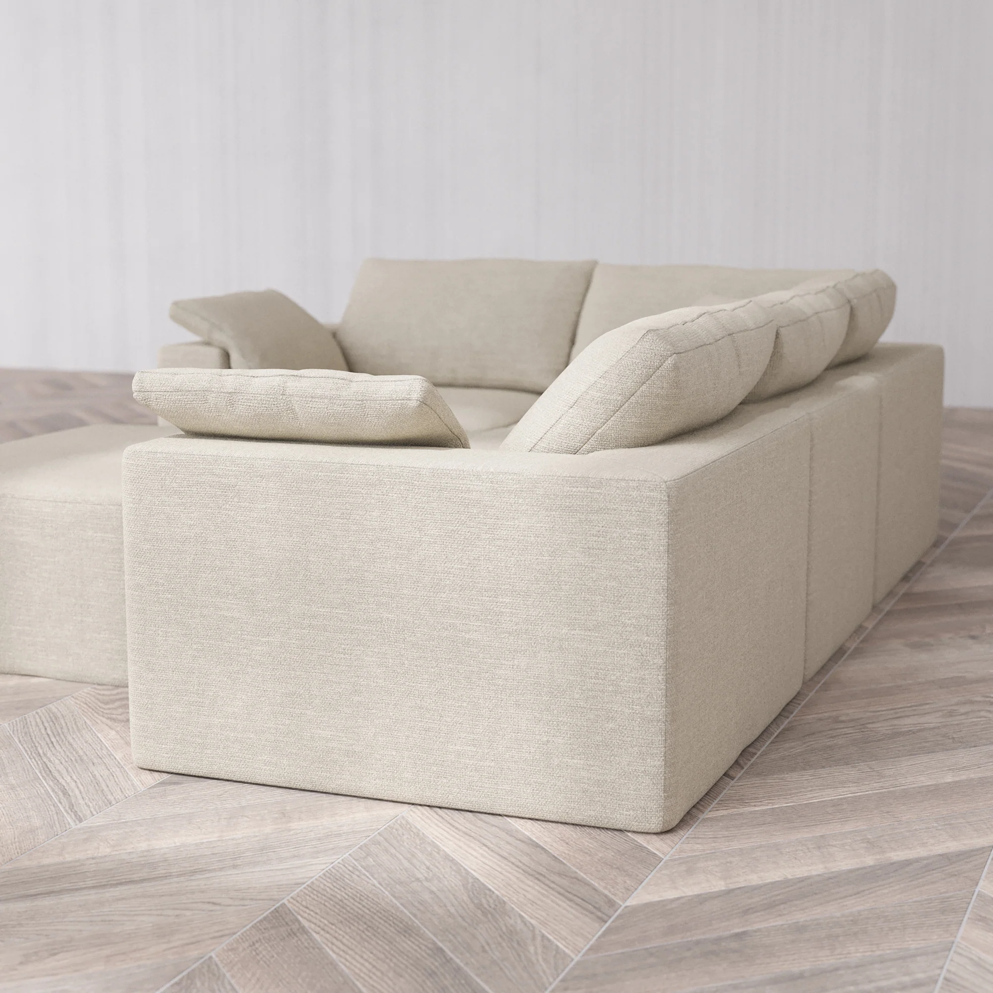Slipcover Only - Modular Washable 4-Seater Corner Sectional + Chaise Ottoman Cloud Sofa in Sandstone - Image 5