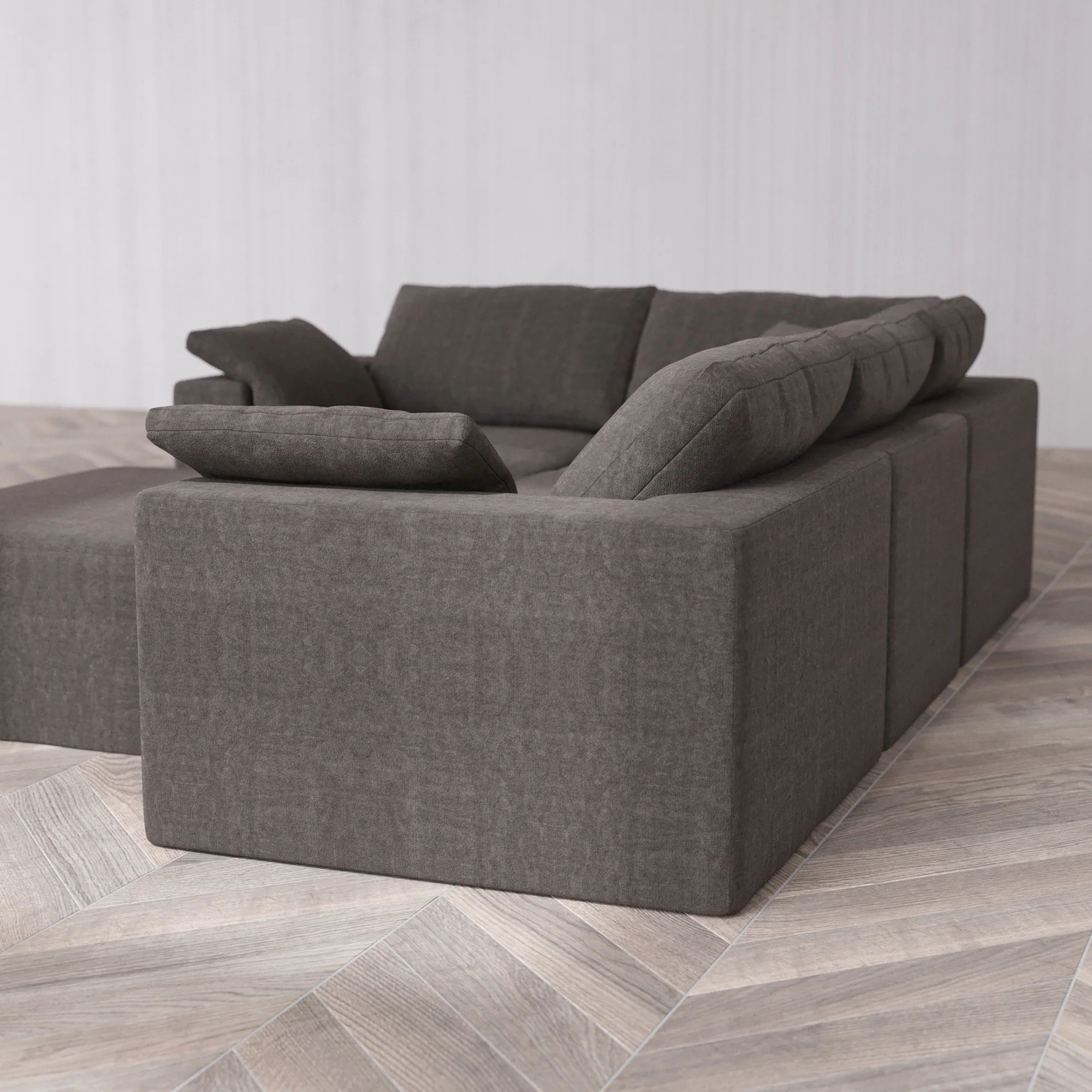 Slipcover Only - Modular Washable 4-Seater Corner Sectional + Chaise Ottoman Cloud Sofa in Truffle - Image 5