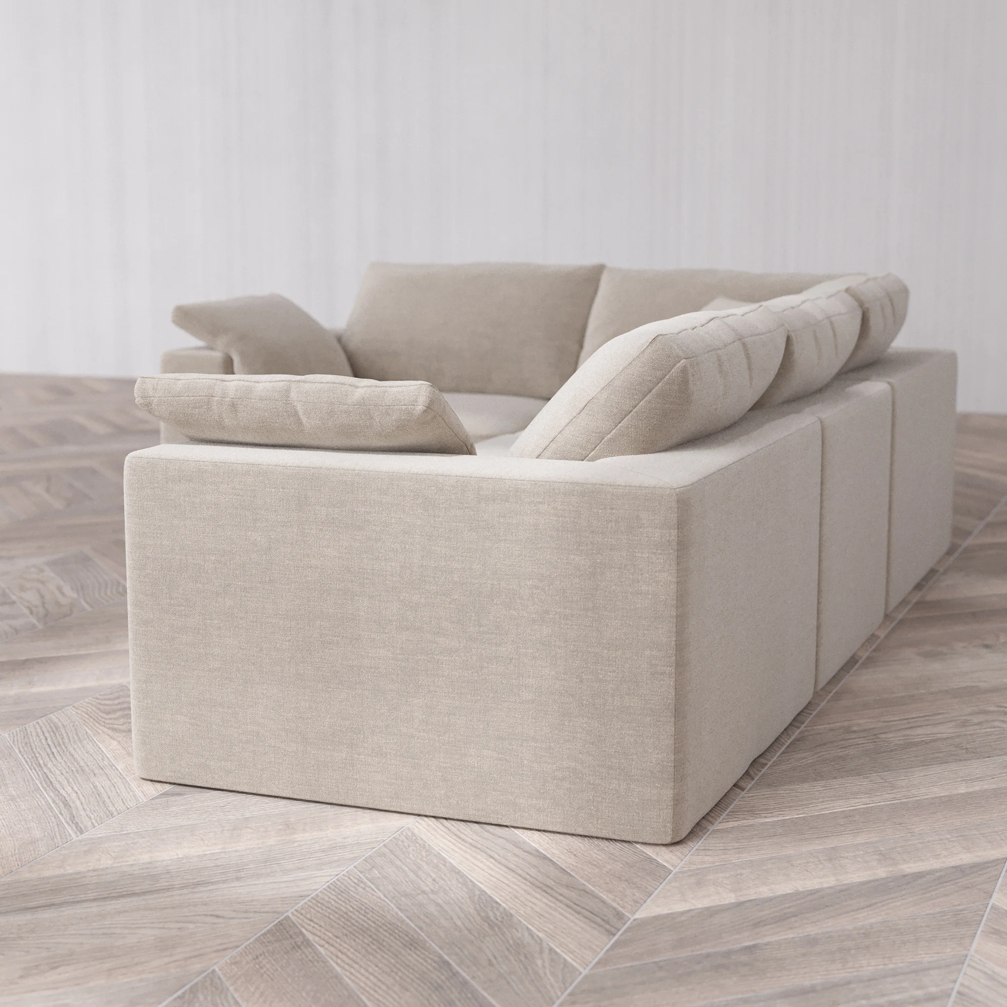 Slipcover Only - Modular Washable 4-Seater Corner Sectional Cloud Sofa in Caraway - Image 5