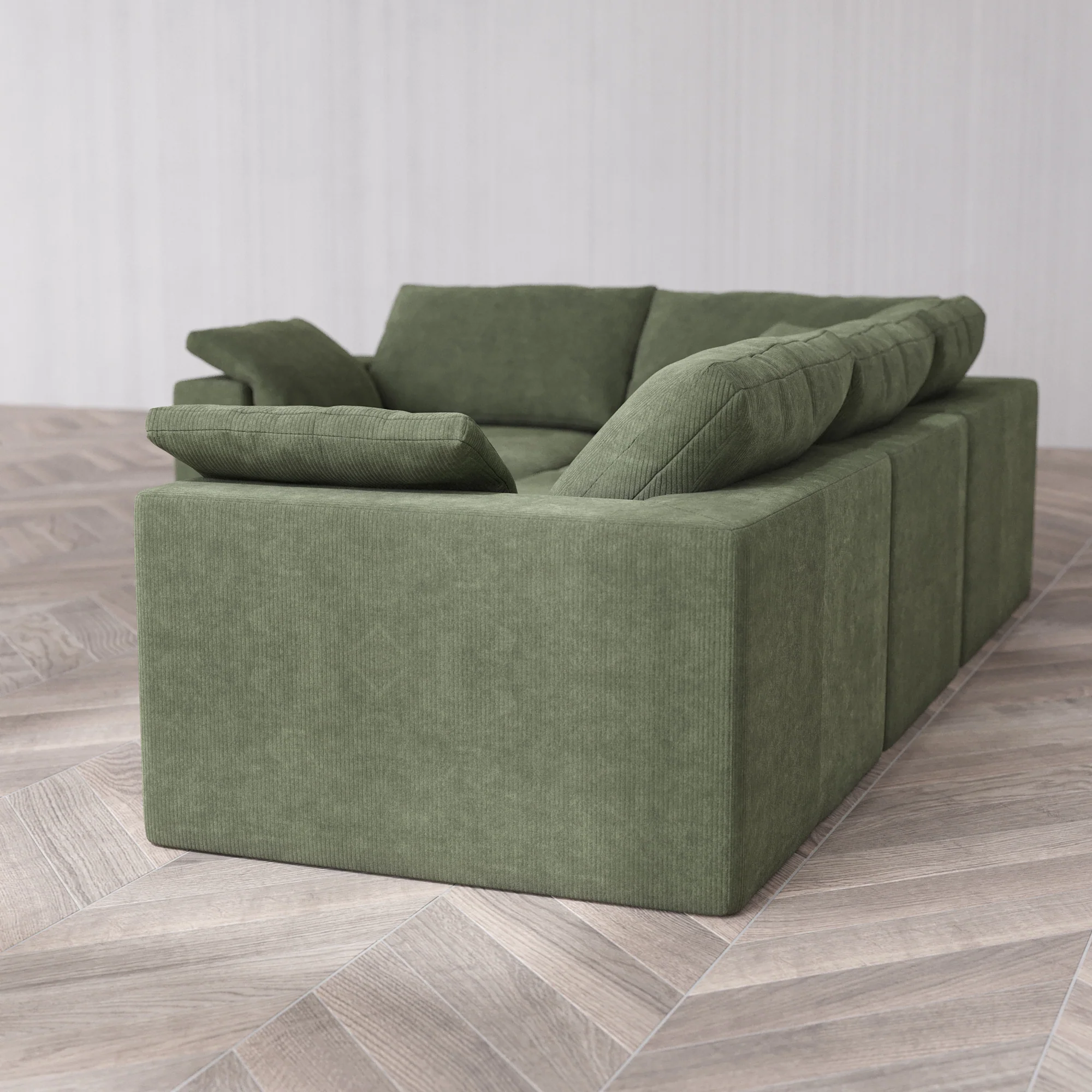 Slipcover Only - Modular Washable 4-Seater Corner Sectional Cloud Sofa in Juniper - Image 5