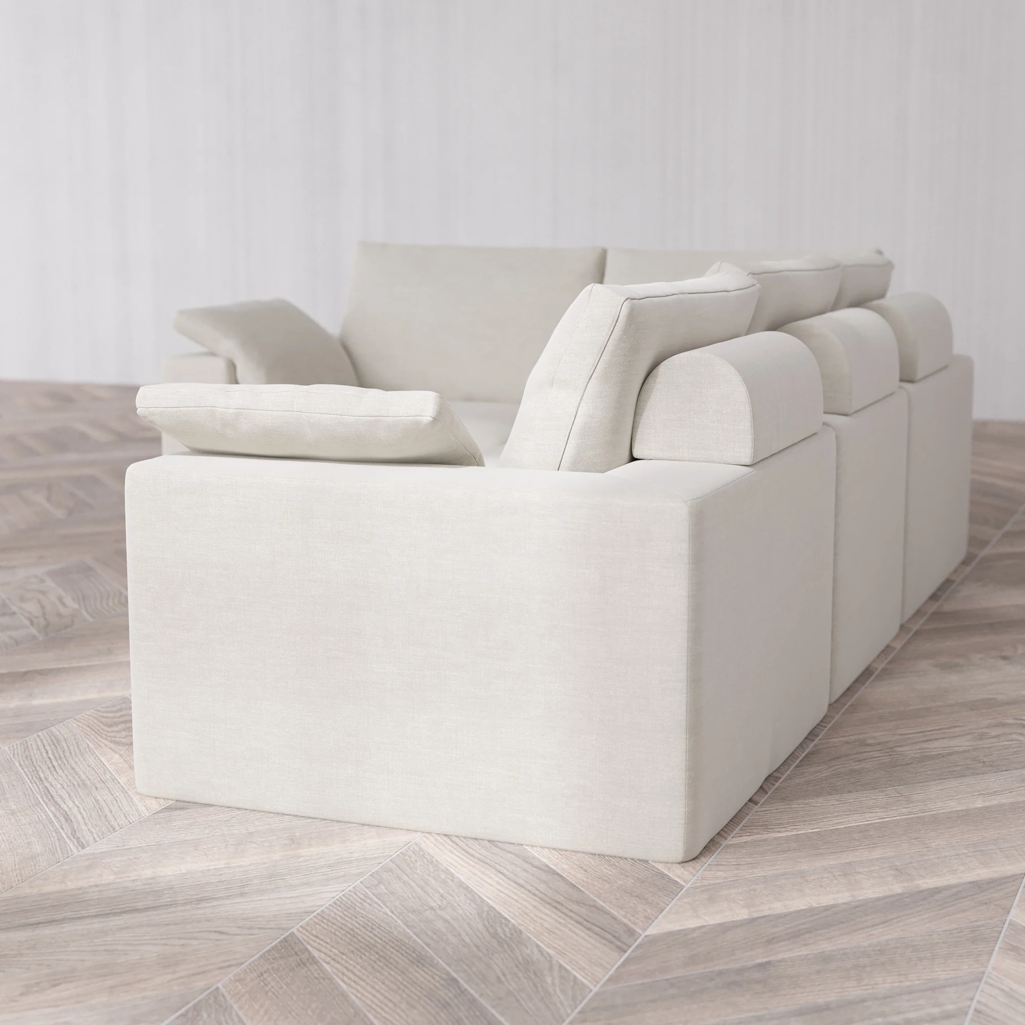 Slipcover Only - Modular Washable 4-Seater Corner Sectional Cloud + Bolster Sofa in Cashew - Image 5