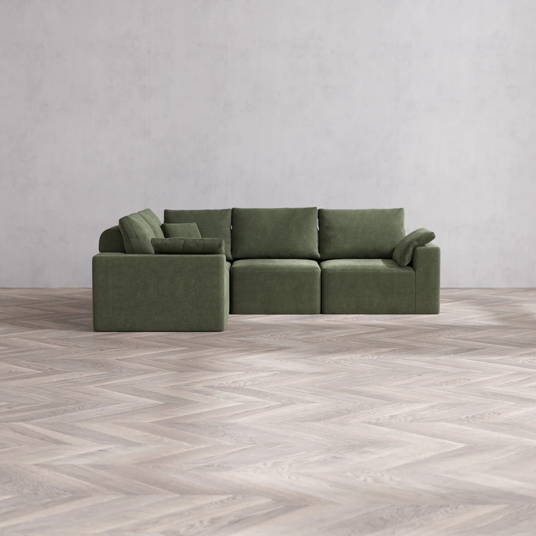 Slipcover Only - Modular Washable 4-Seater Corner Sectional Cloud + Bolster Sofa in Juniper